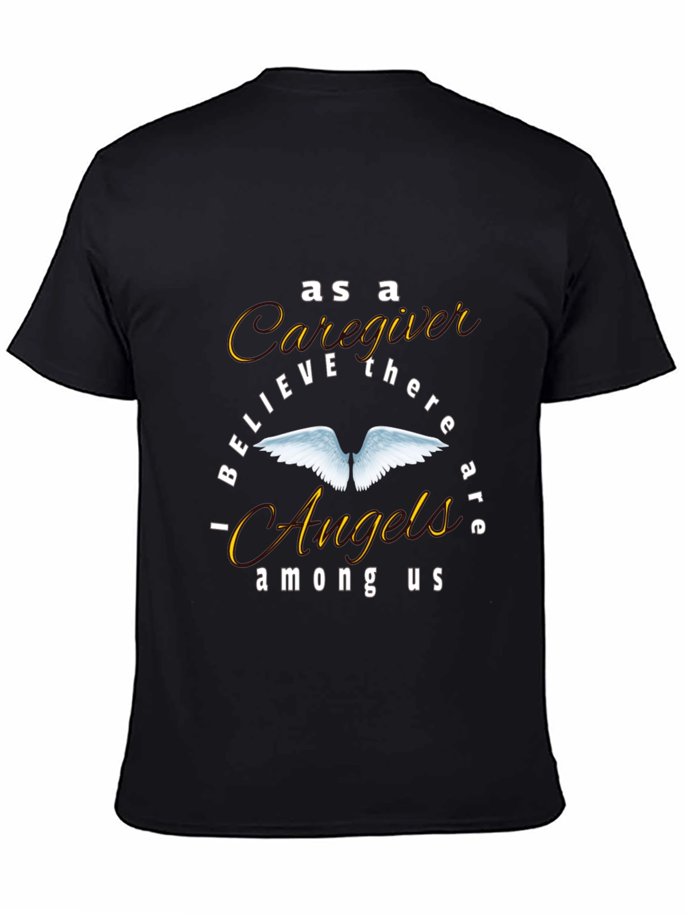 Caregiver Angel Wings Graphic Tee - Black