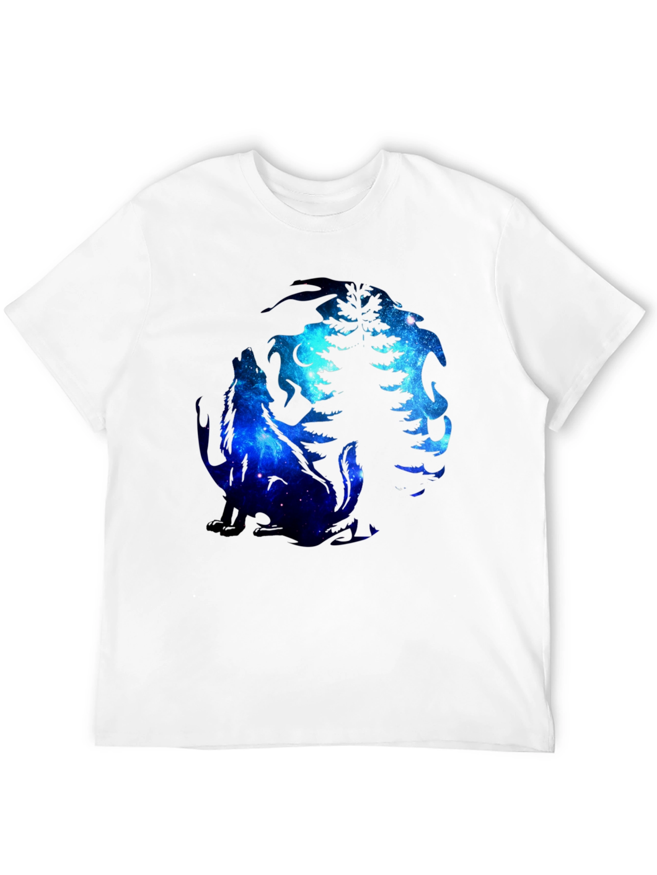 Wolf & Tree Galaxy Graphic Black T-Shirt