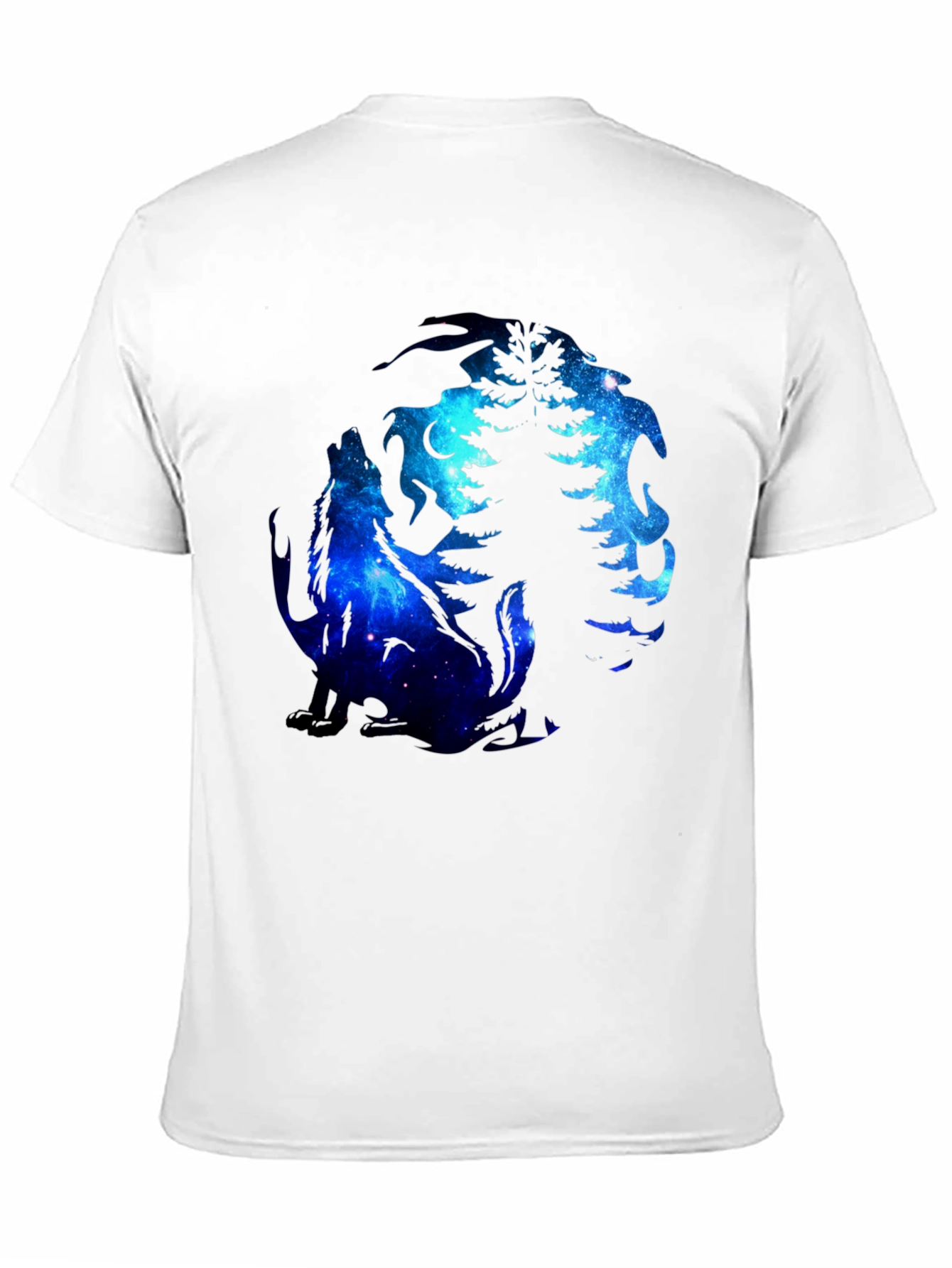 Wolf & Tree Galaxy Graphic Black T-Shirt