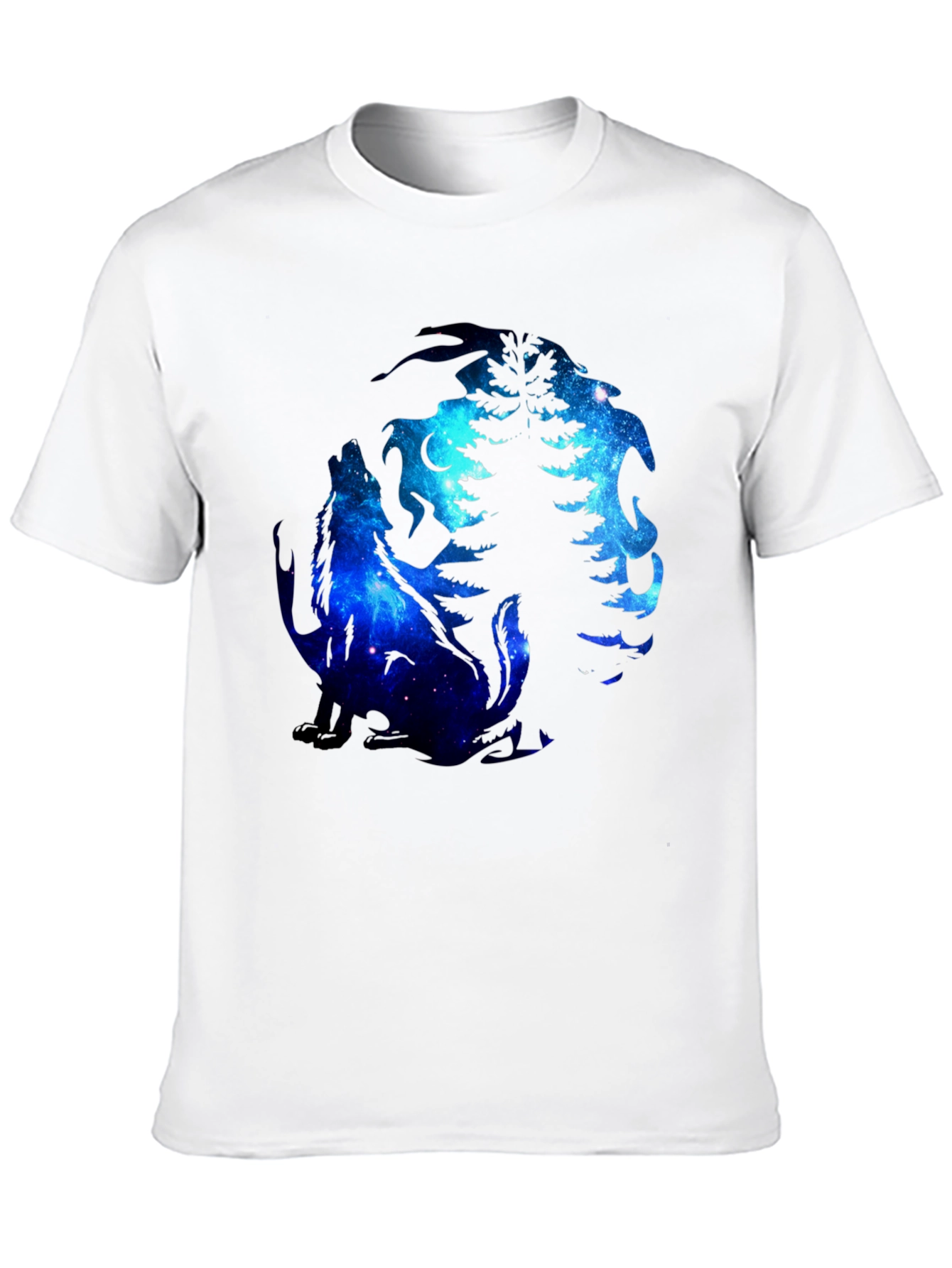 Wolf & Tree Galaxy Graphic Black T-Shirt