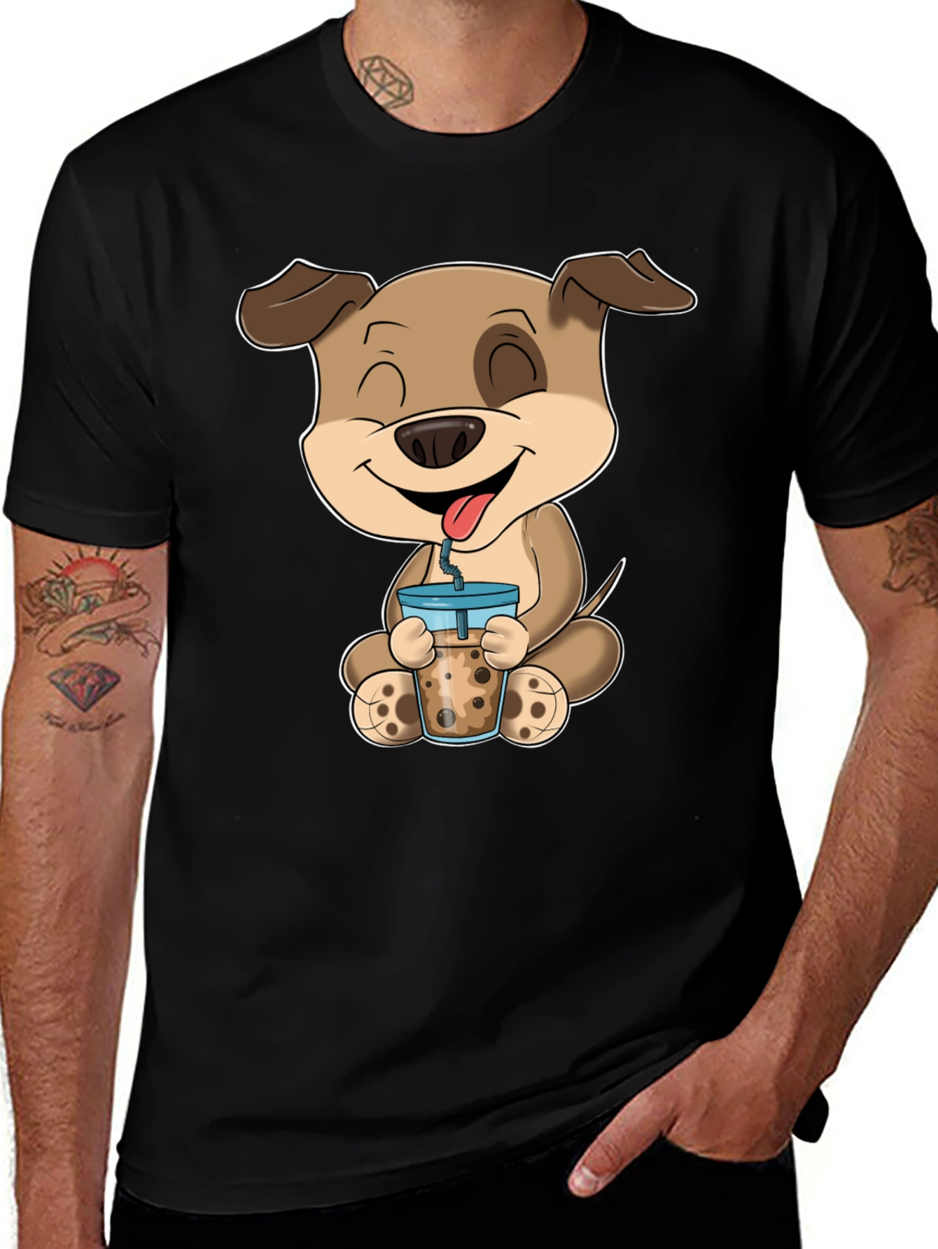 Dog Boba Tea Graphic T-Shirt - Cute Animal Tee