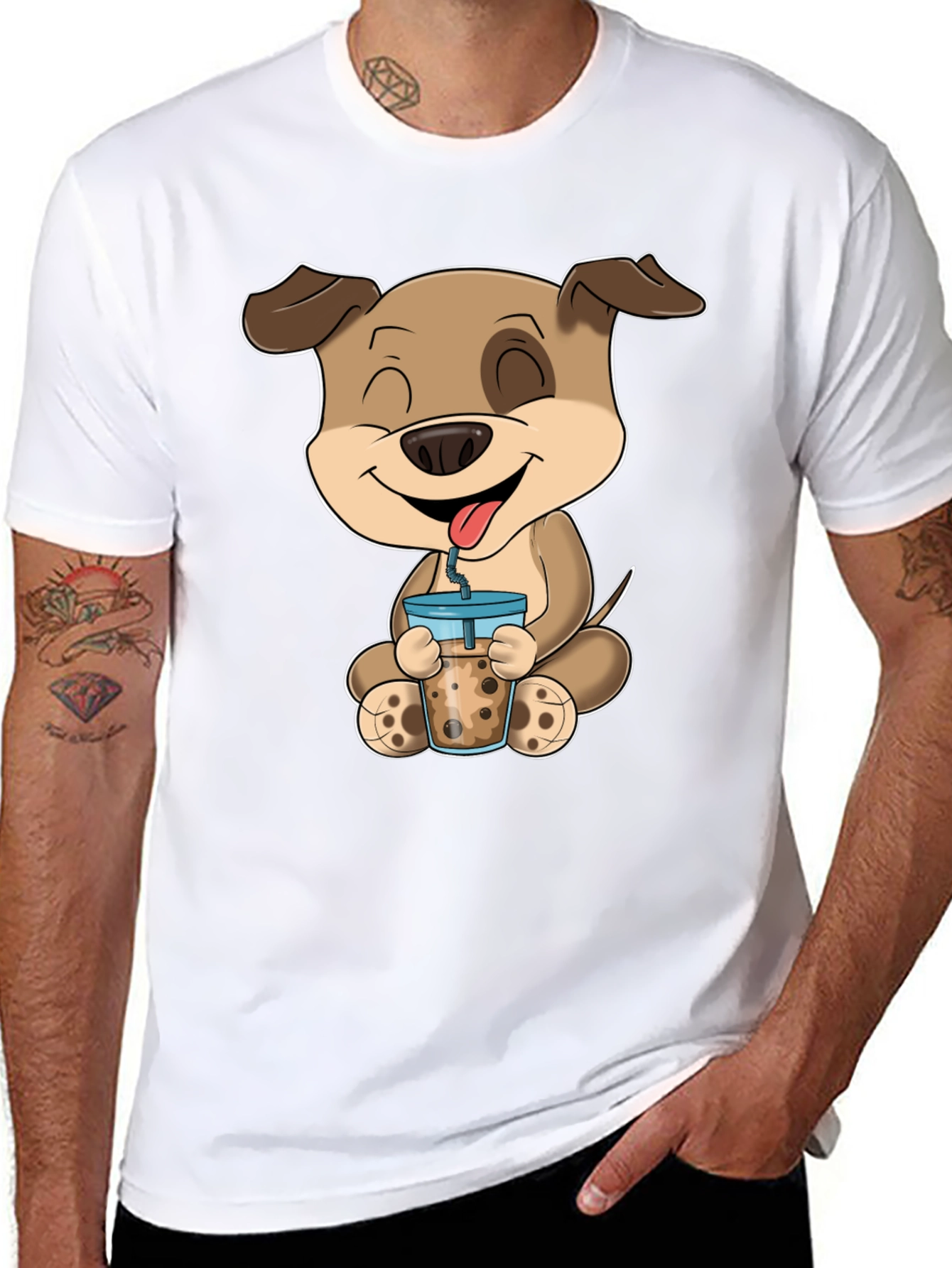 Dog Boba Tea Graphic T-Shirt - Cute Animal Tee