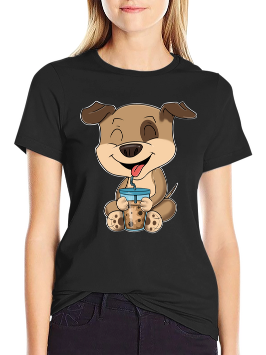 Dog Boba Tea Graphic T-Shirt - Cute Animal Tee