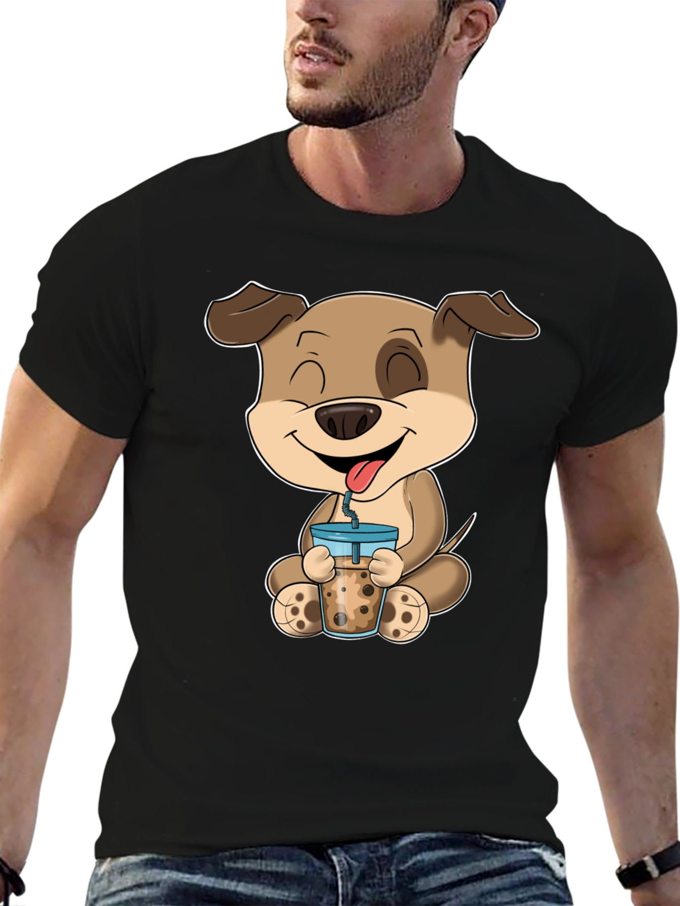 Dog Boba Tea Graphic T-Shirt - Cute Animal Tee