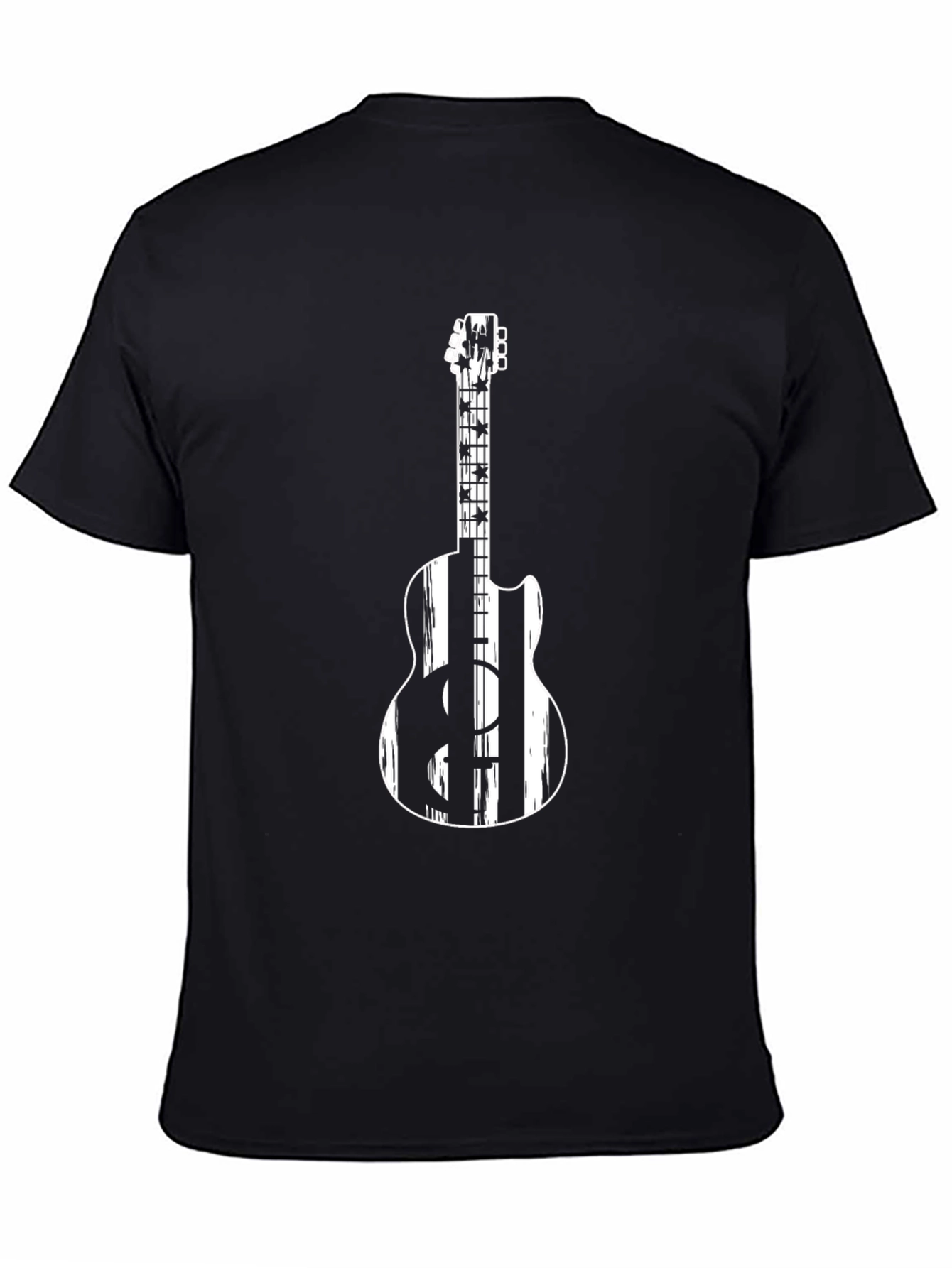 Guitar Graphic Tee - Black Crew Neck T-Shirt