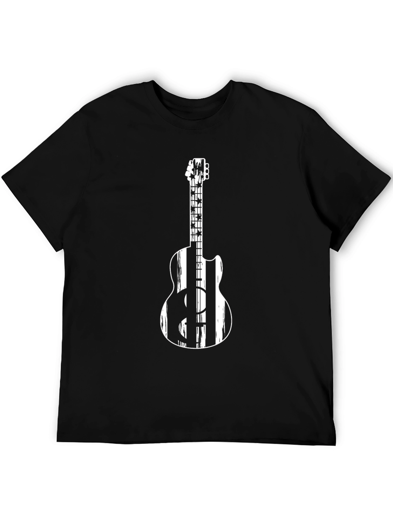 Guitar Graphic Tee - Black Crew Neck T-Shirt