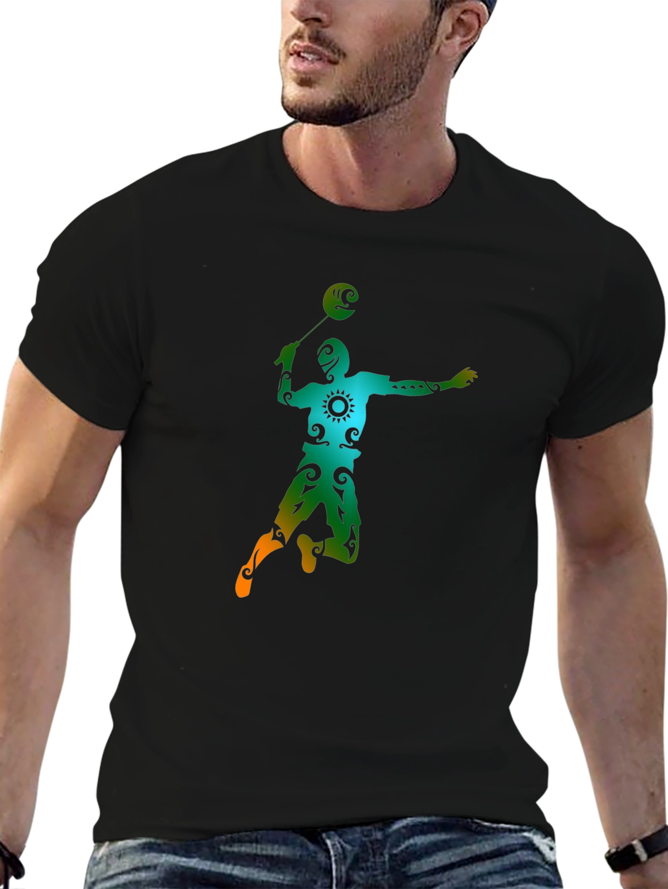 Volleyball Player Graphic Tee - Sporty Black T-Shirt