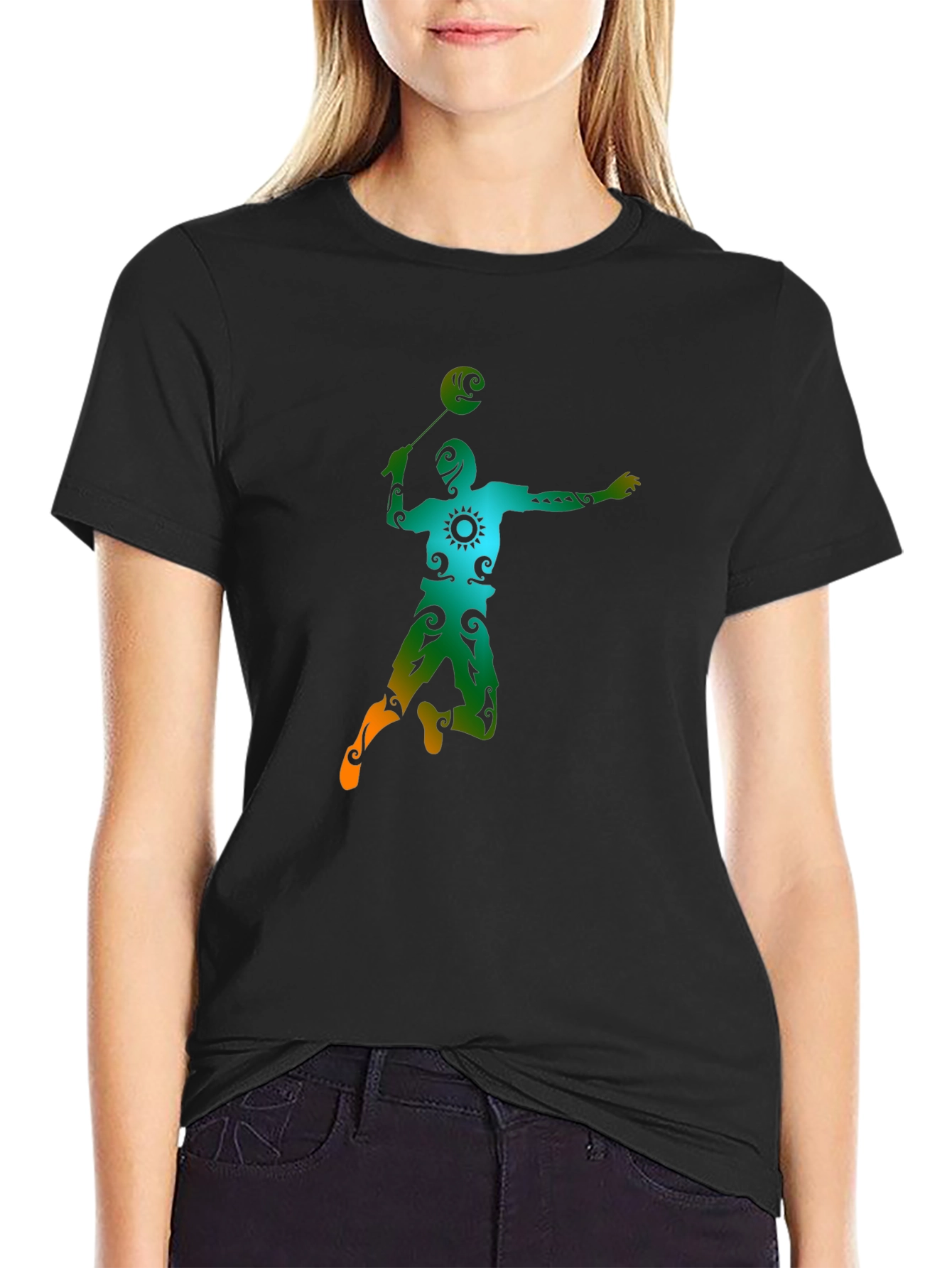 Volleyball Player Graphic Tee - Sporty Black T-Shirt
