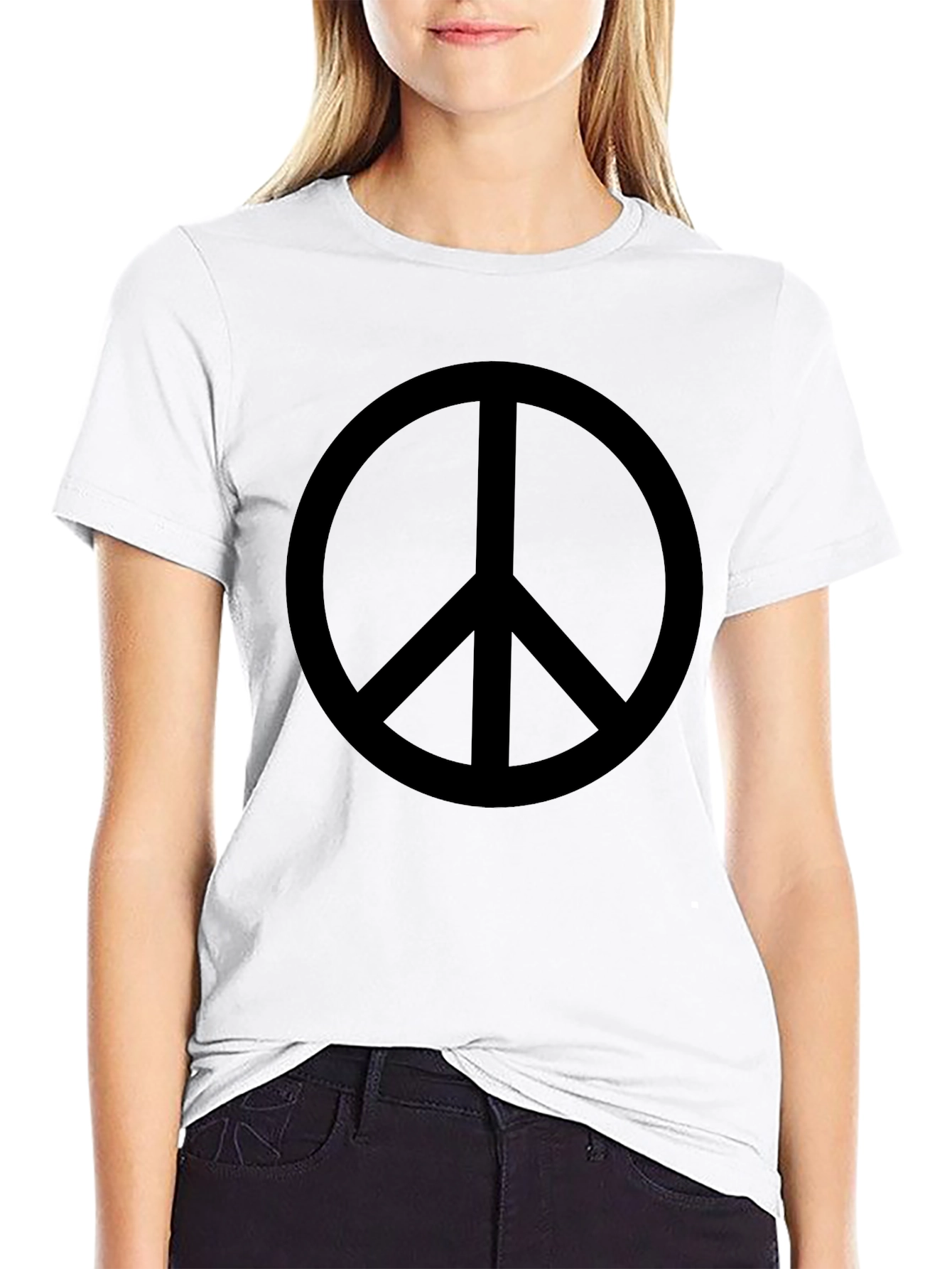 Black Peace Sign Graphic T-Shirt - Casual Cotton Tee
