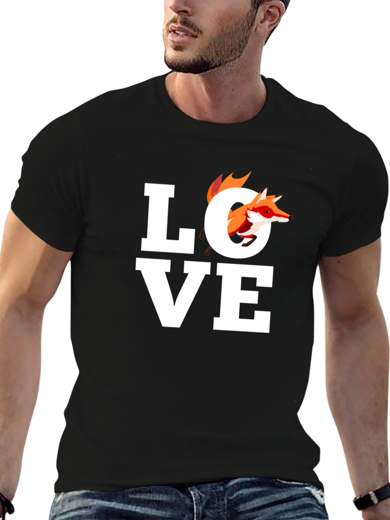 Fox Love Graphic Tee - Unisex Black T-Shirt