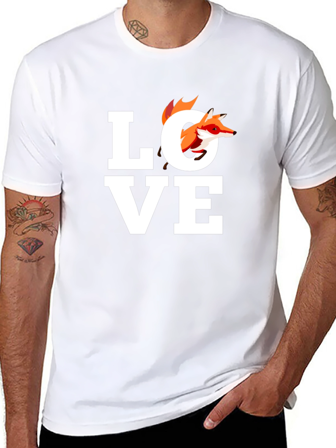 Fox Love Graphic Tee - Unisex Black T-Shirt