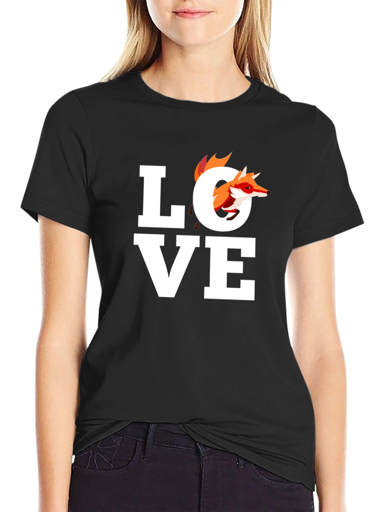 Fox Love Graphic Tee - Unisex Black T-Shirt