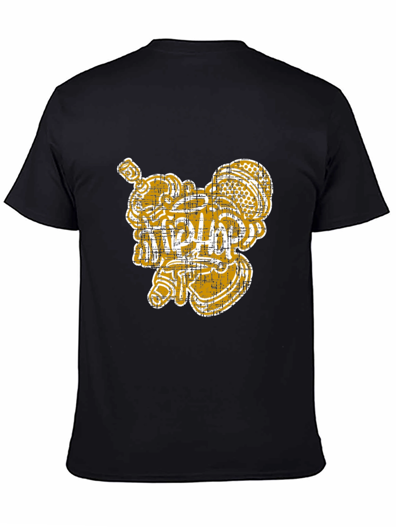 Unique Graphic Print Black Cotton Tee