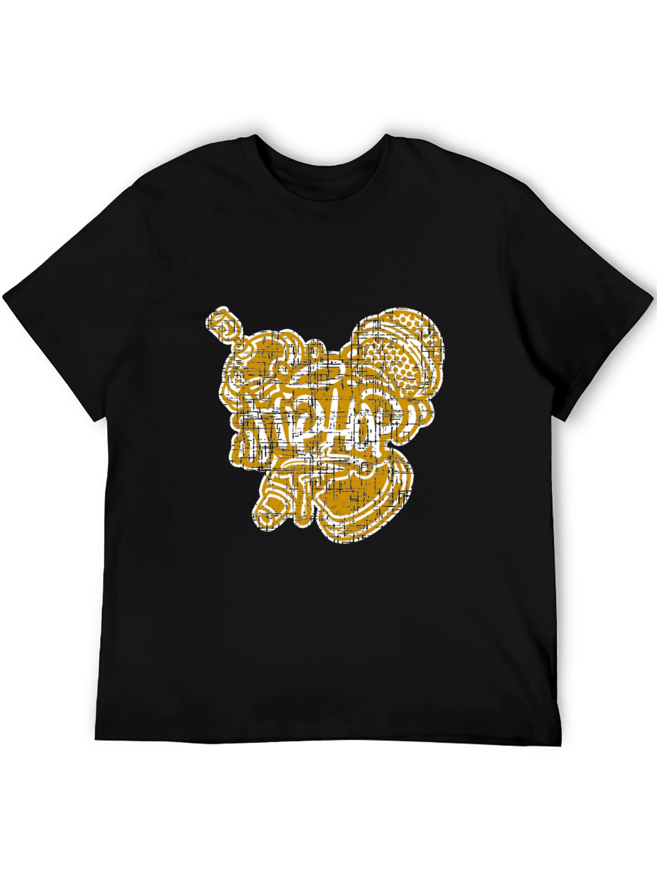 Unique Graphic Print Black Cotton Tee