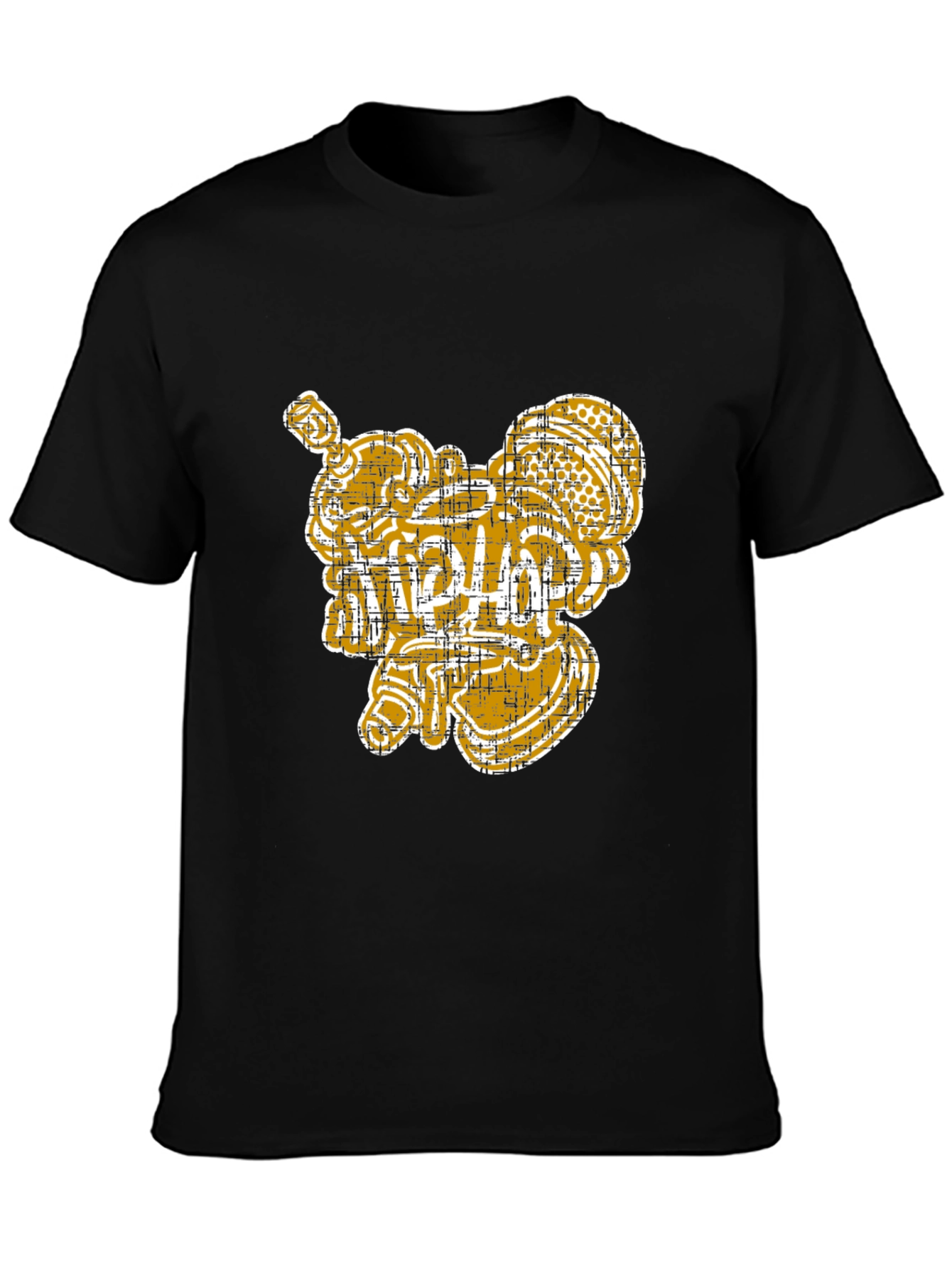 Unique Graphic Print Black Cotton Tee