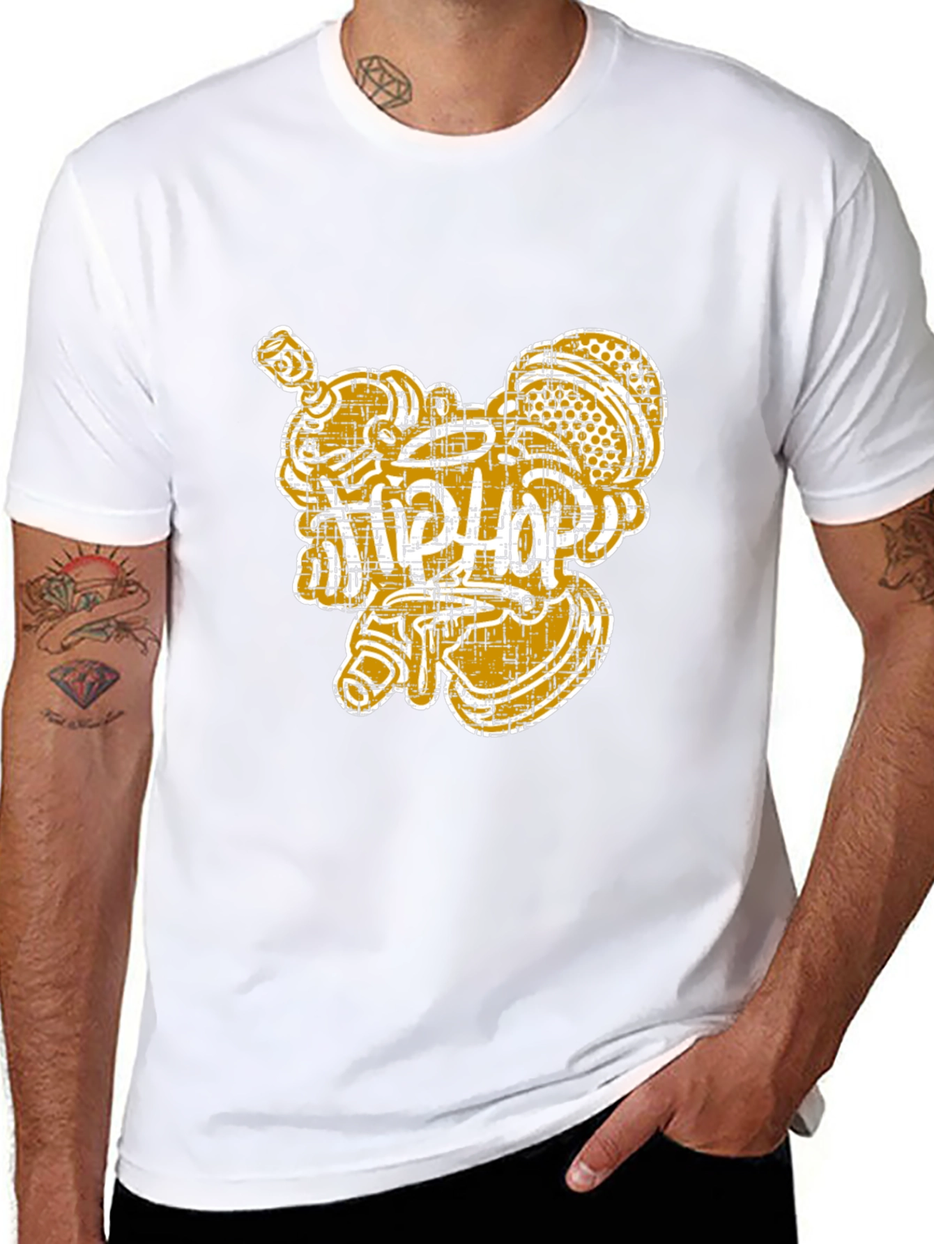 Unique Graphic Print Black Cotton Tee