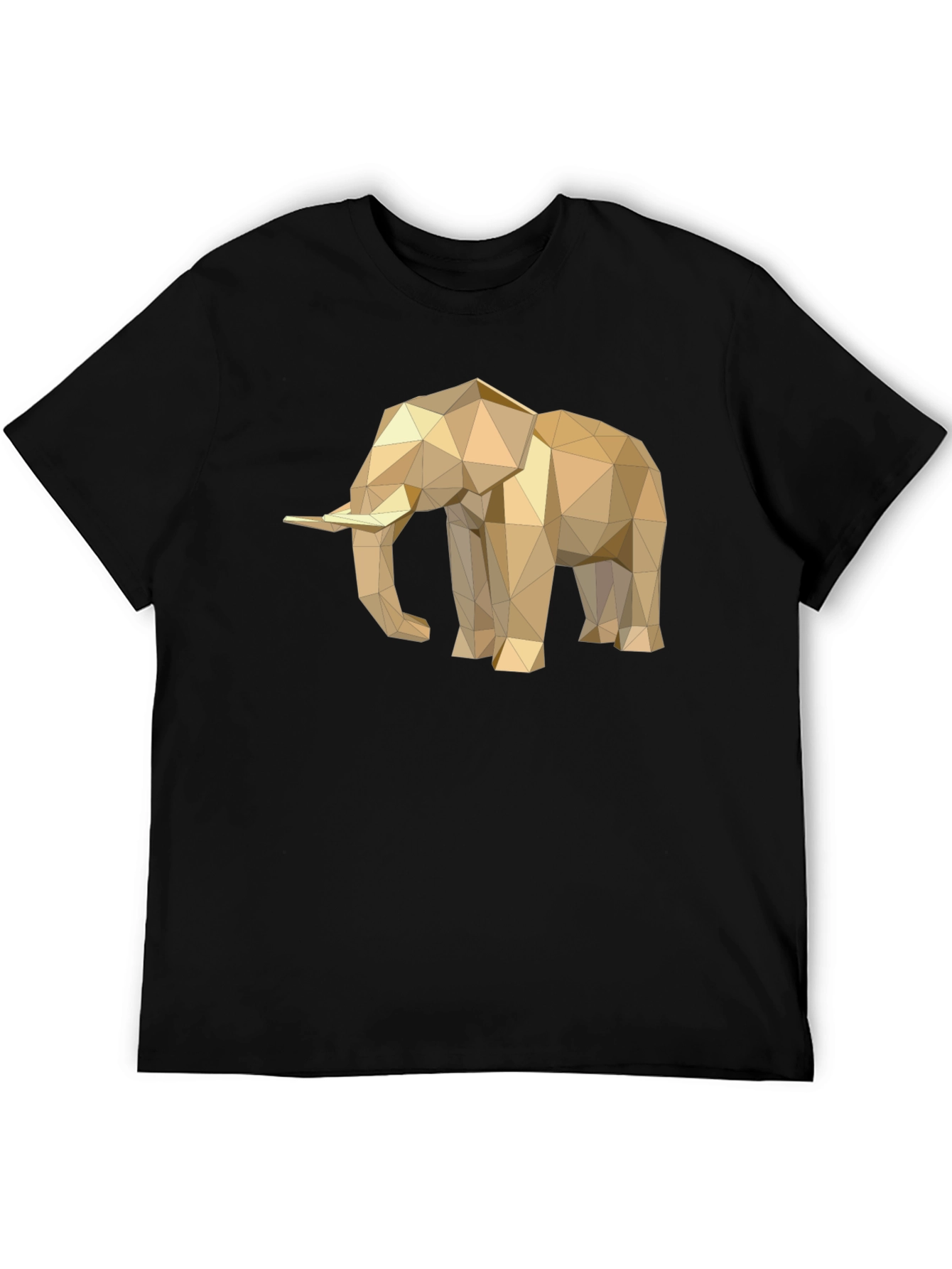 Geometric Elephant Graphic Tee - Stylish Mens Black T-Shirt