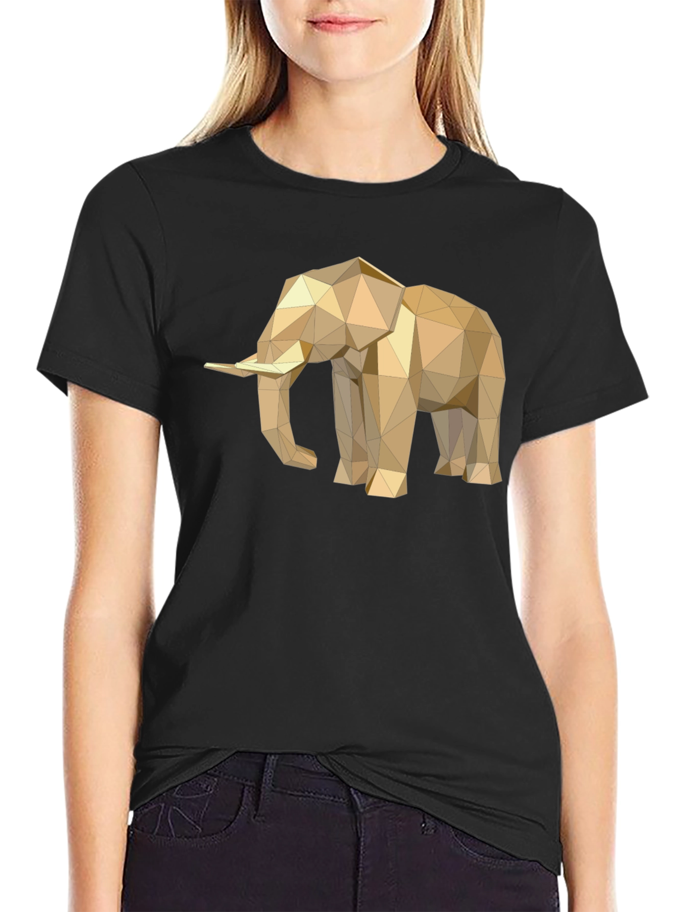 Geometric Elephant Graphic Tee - Stylish Mens Black T-Shirt