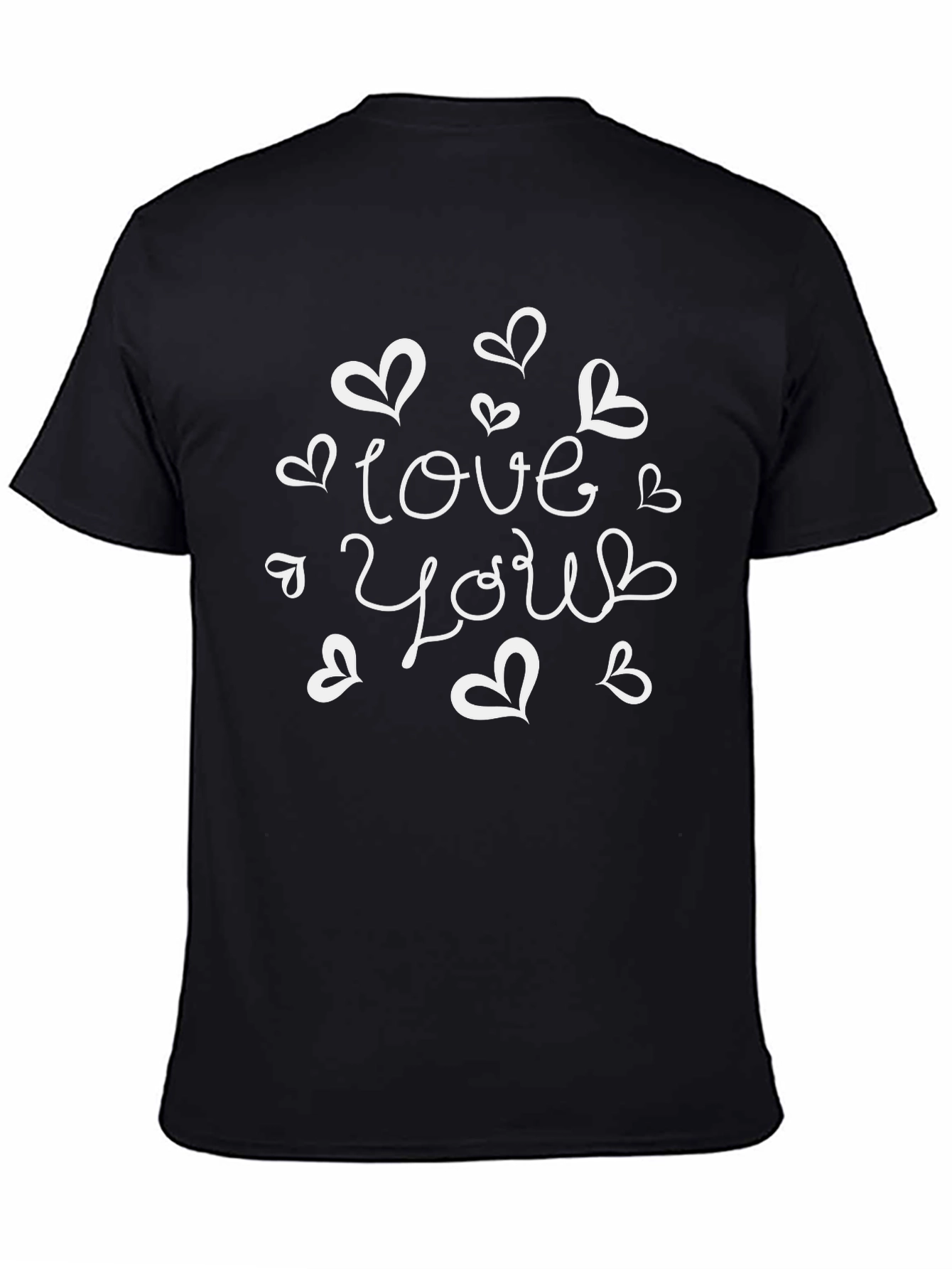 Love You Hearts Black Graphic Tee Shirt