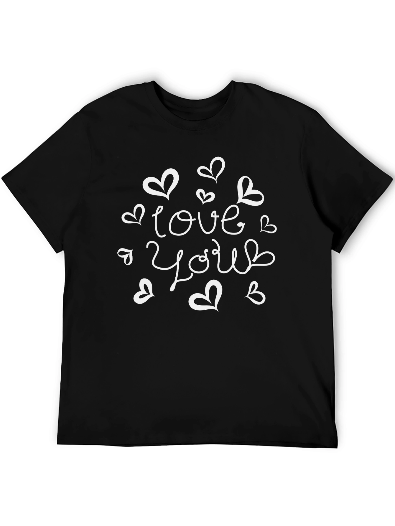 Love You Hearts Black Graphic Tee Shirt