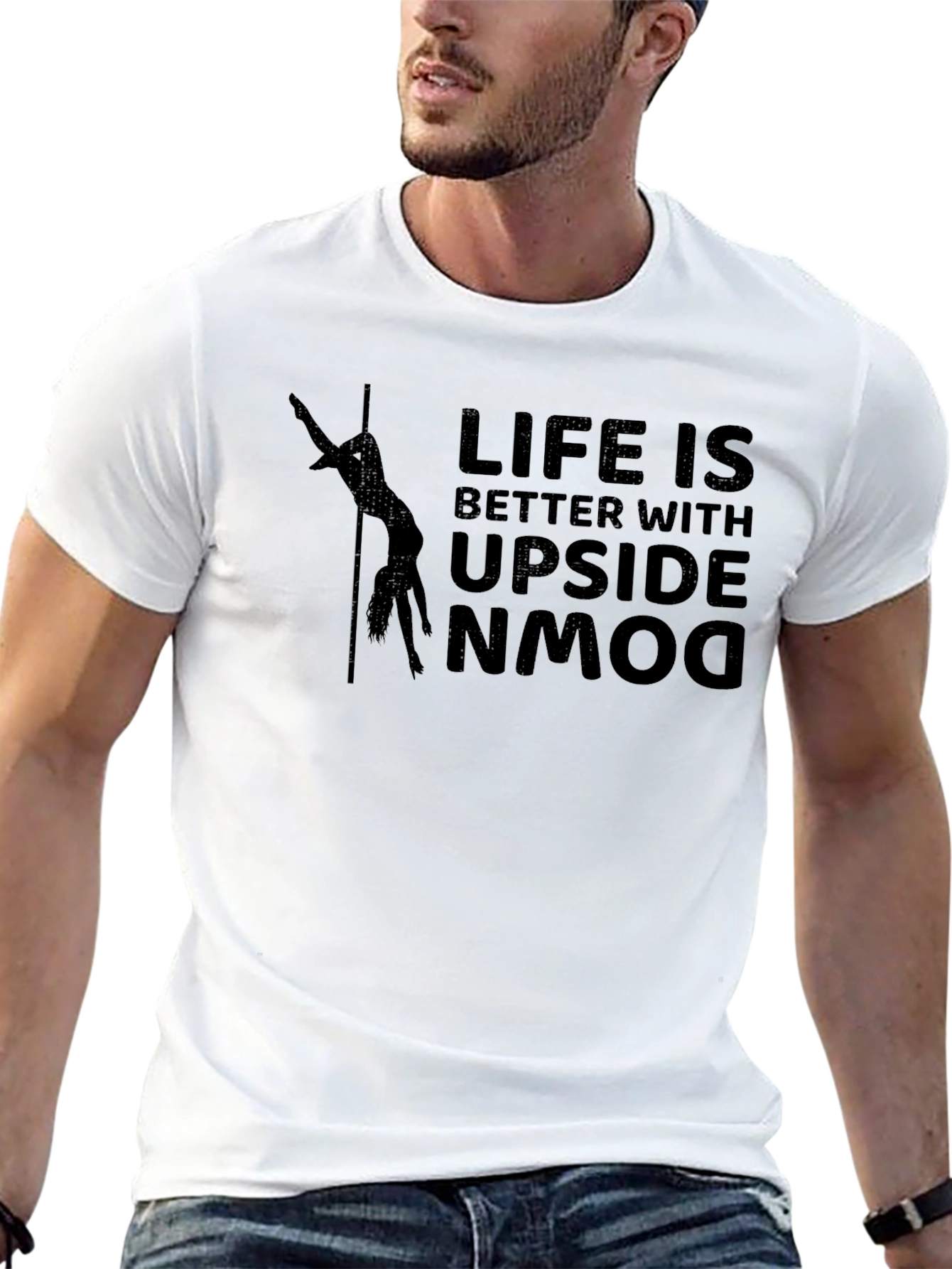 Life is Better Upside Down Black Graphic T-Shirt