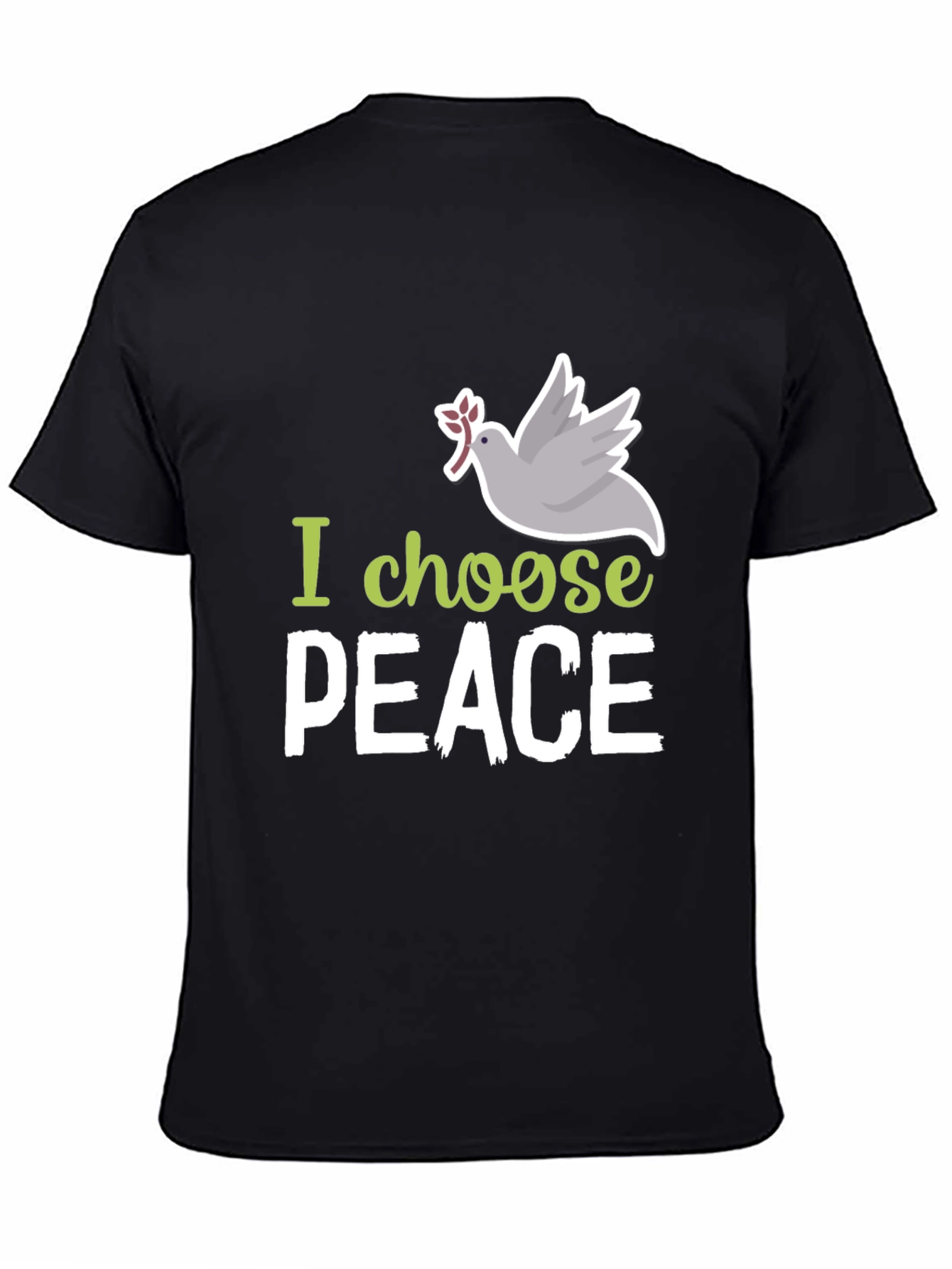 I Choose Peace Dove Graphic Black T-Shirt