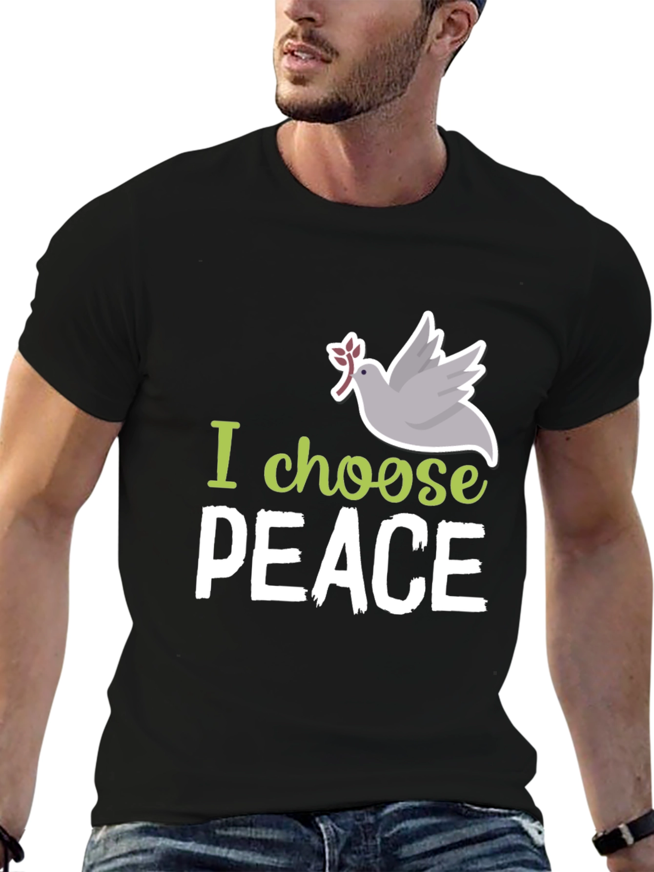 I Choose Peace Dove Graphic Black T-Shirt