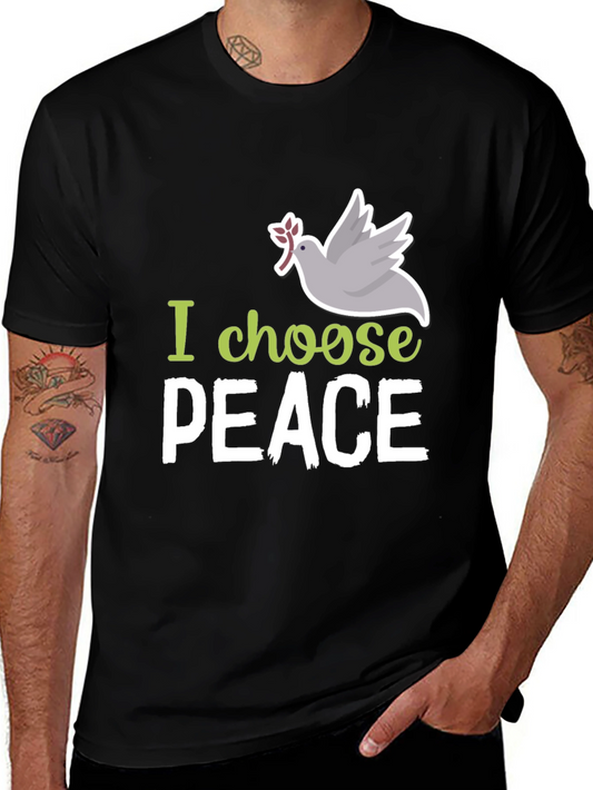 I Choose Peace Dove Graphic Black T-Shirt