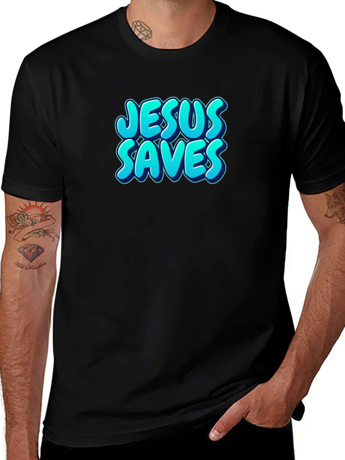 Jesus Saves Black T-Shirt