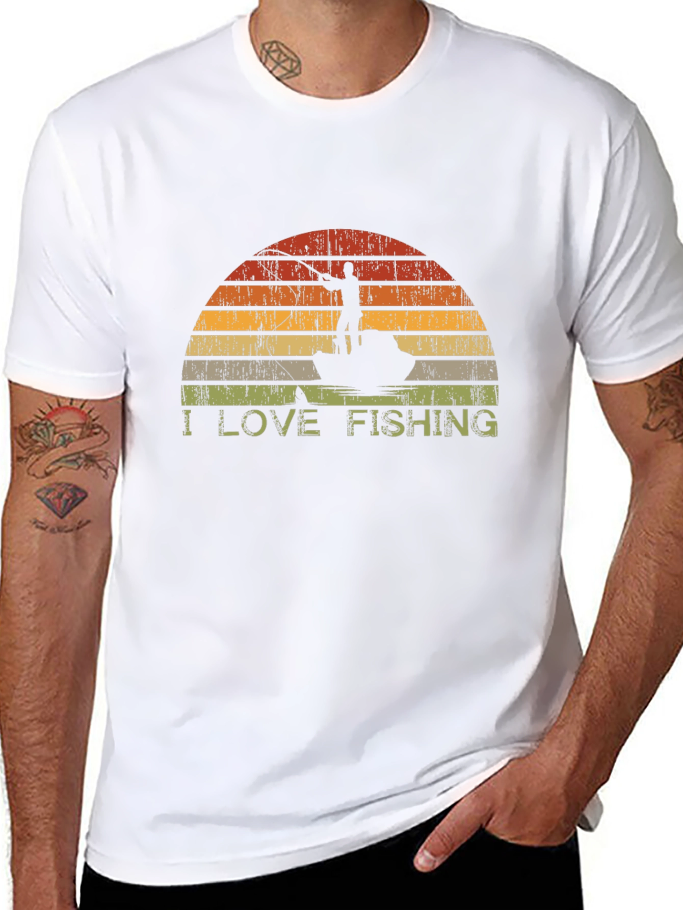 I Love Fishing T-Shirt - Retro Sunset Graphic Tee
