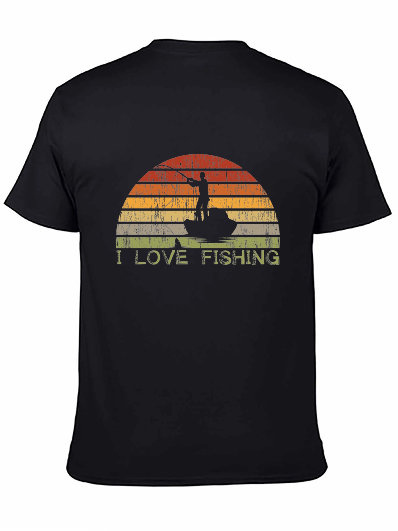 I Love Fishing T-Shirt - Retro Sunset Graphic Tee