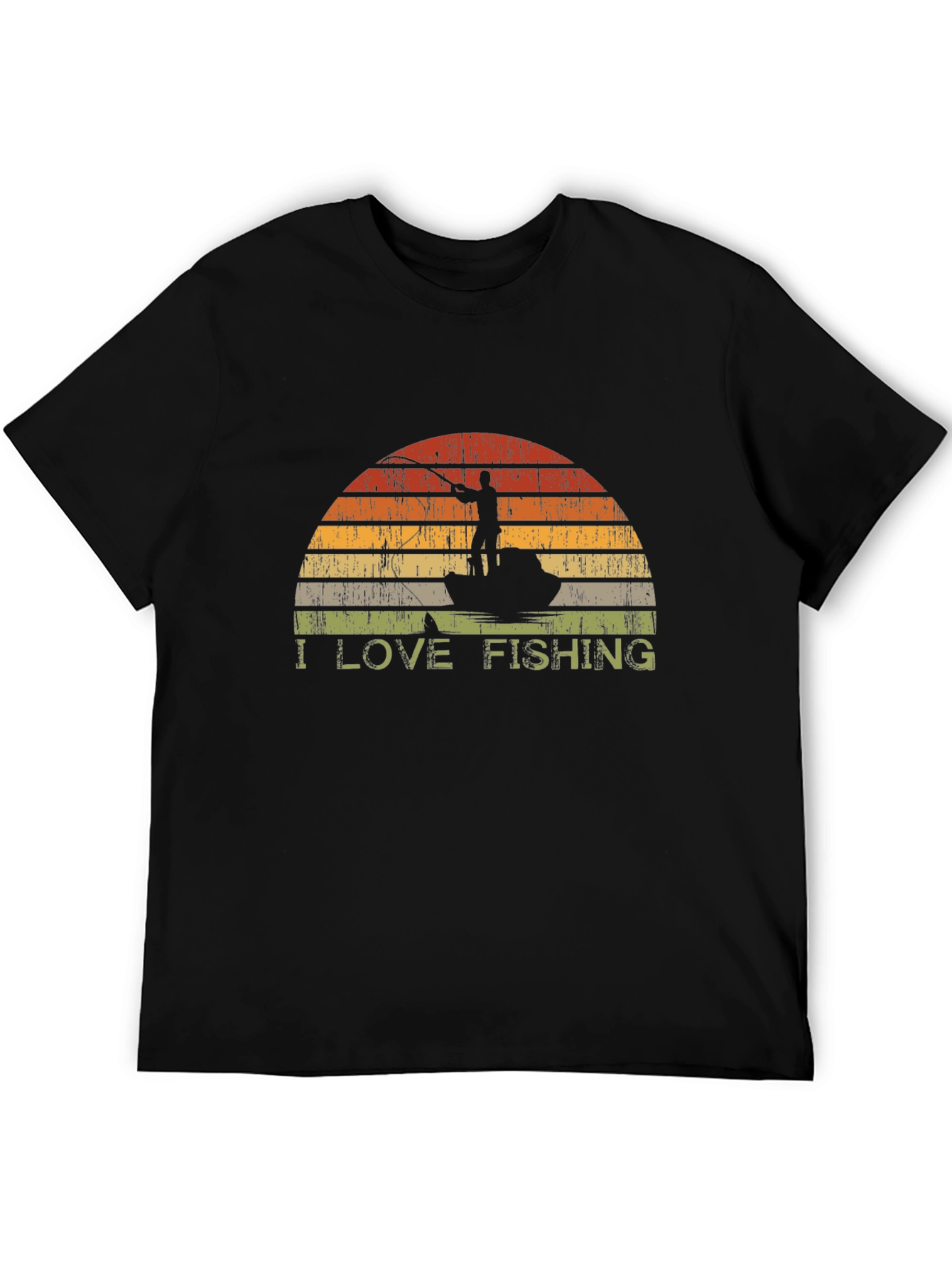 I Love Fishing T-Shirt - Retro Sunset Graphic Tee