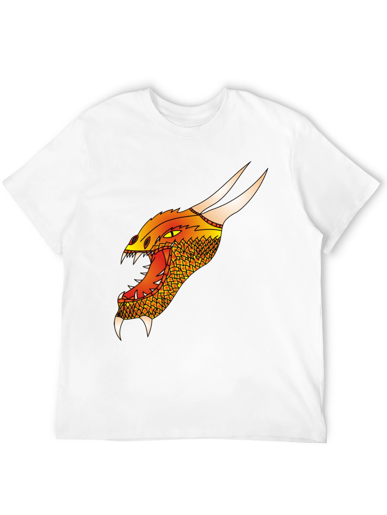 Dragon Head Graphic Tee - Black Cotton T-Shirt