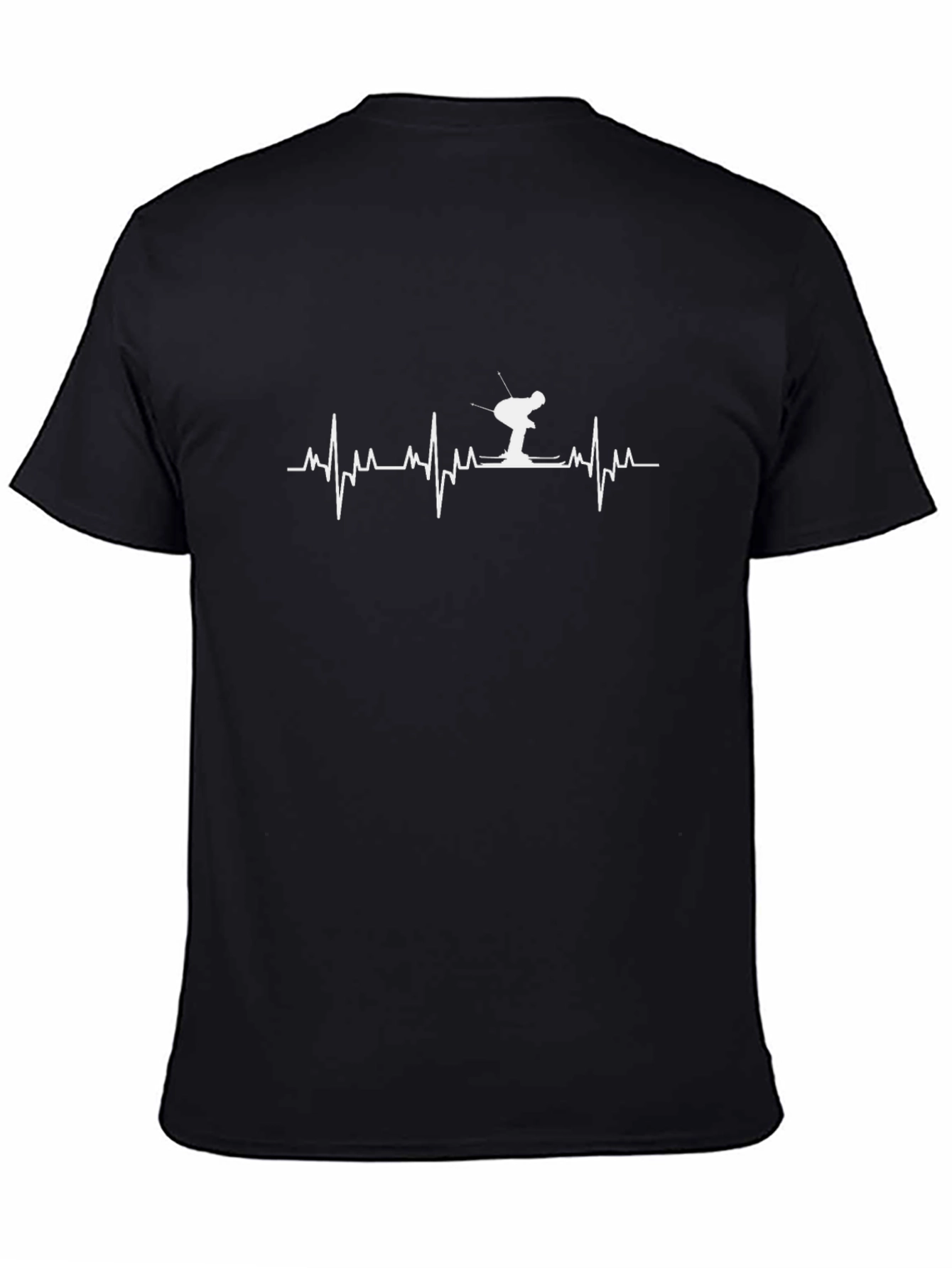 Skier Heartbeat T-Shirt - Black Graphic Tee
