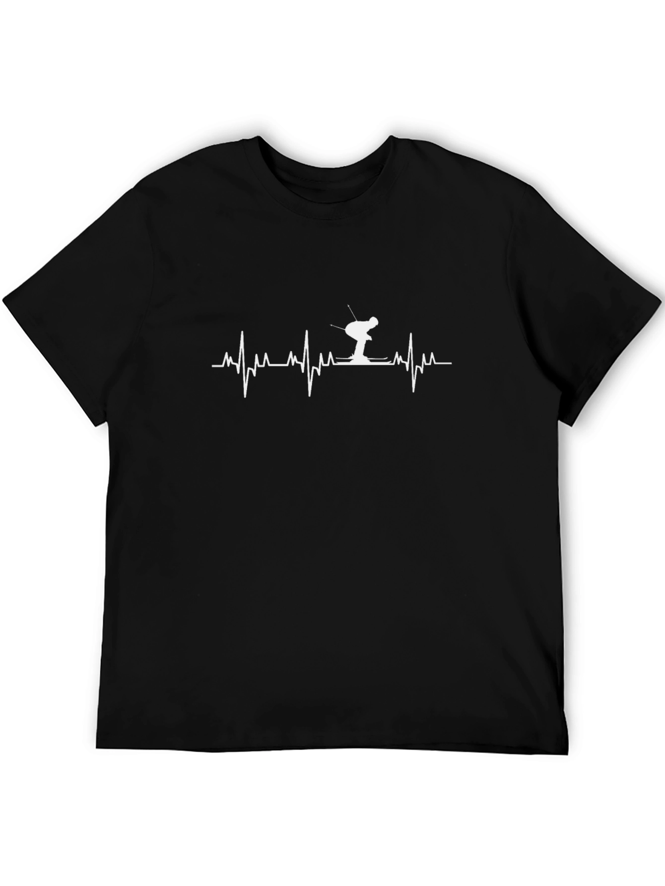 Skier Heartbeat T-Shirt - Black Graphic Tee