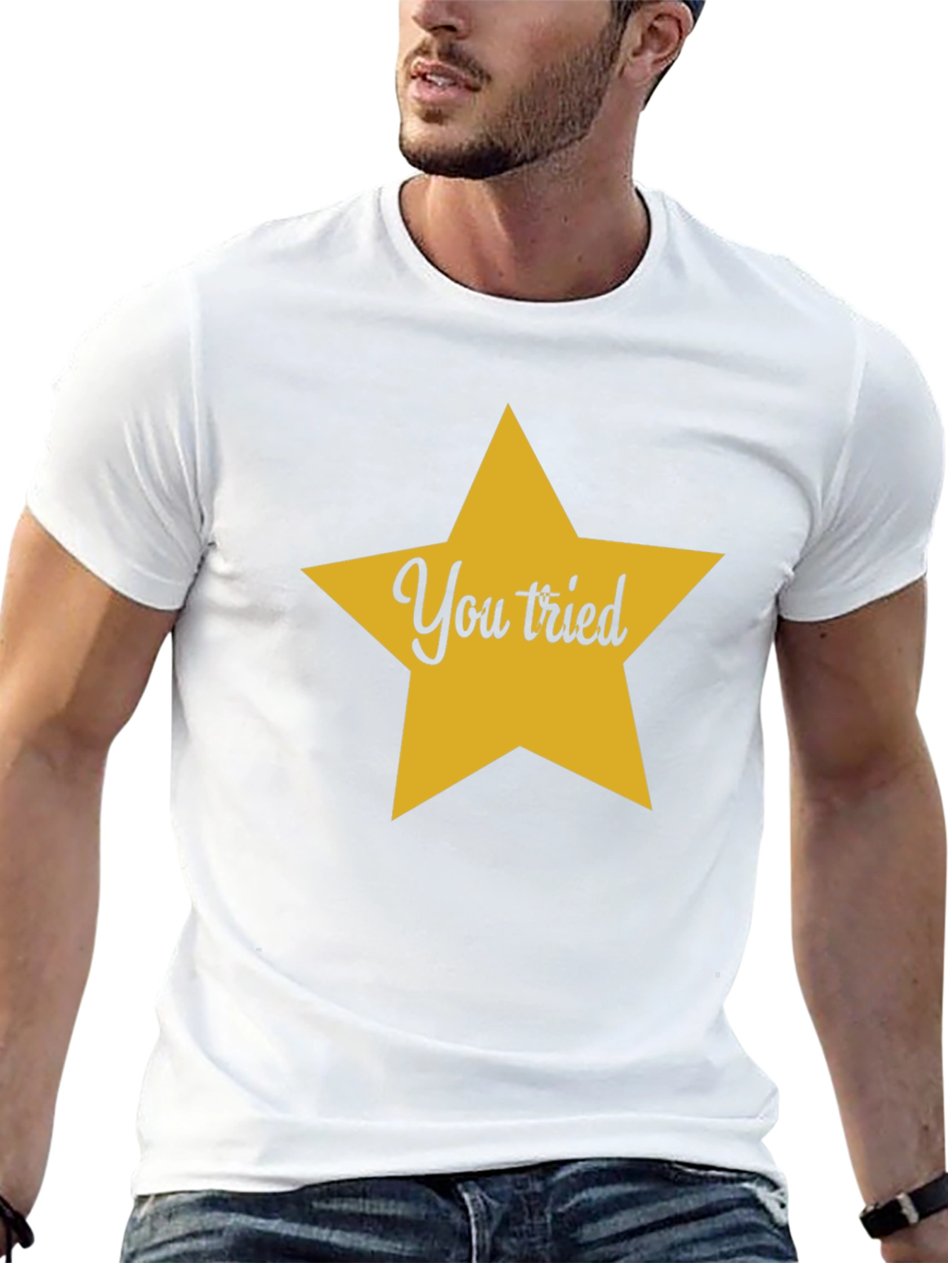 You Tried Star Graphic Tee - Black Cotton T-Shirt