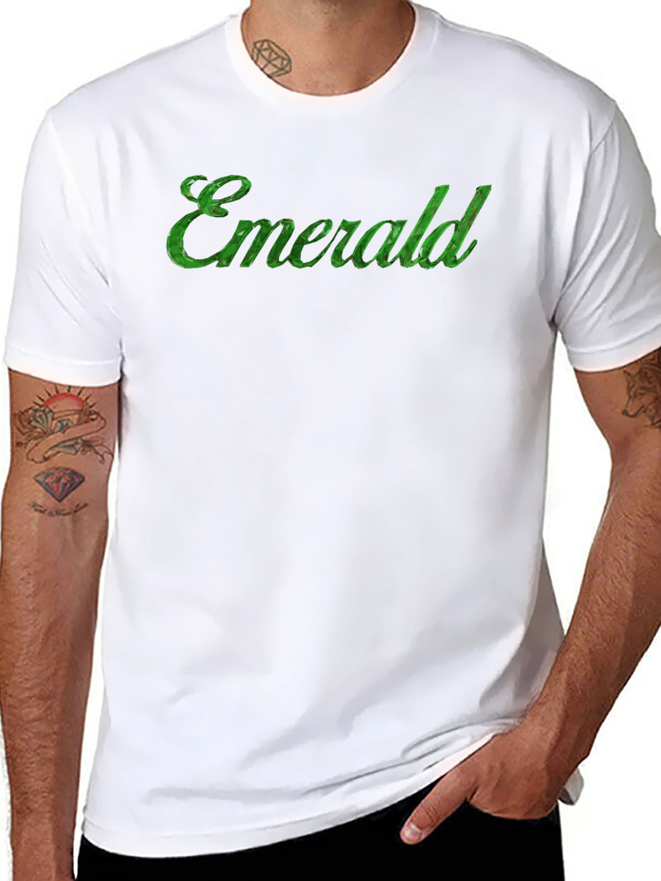 Emerald Green Text Black T-Shirt