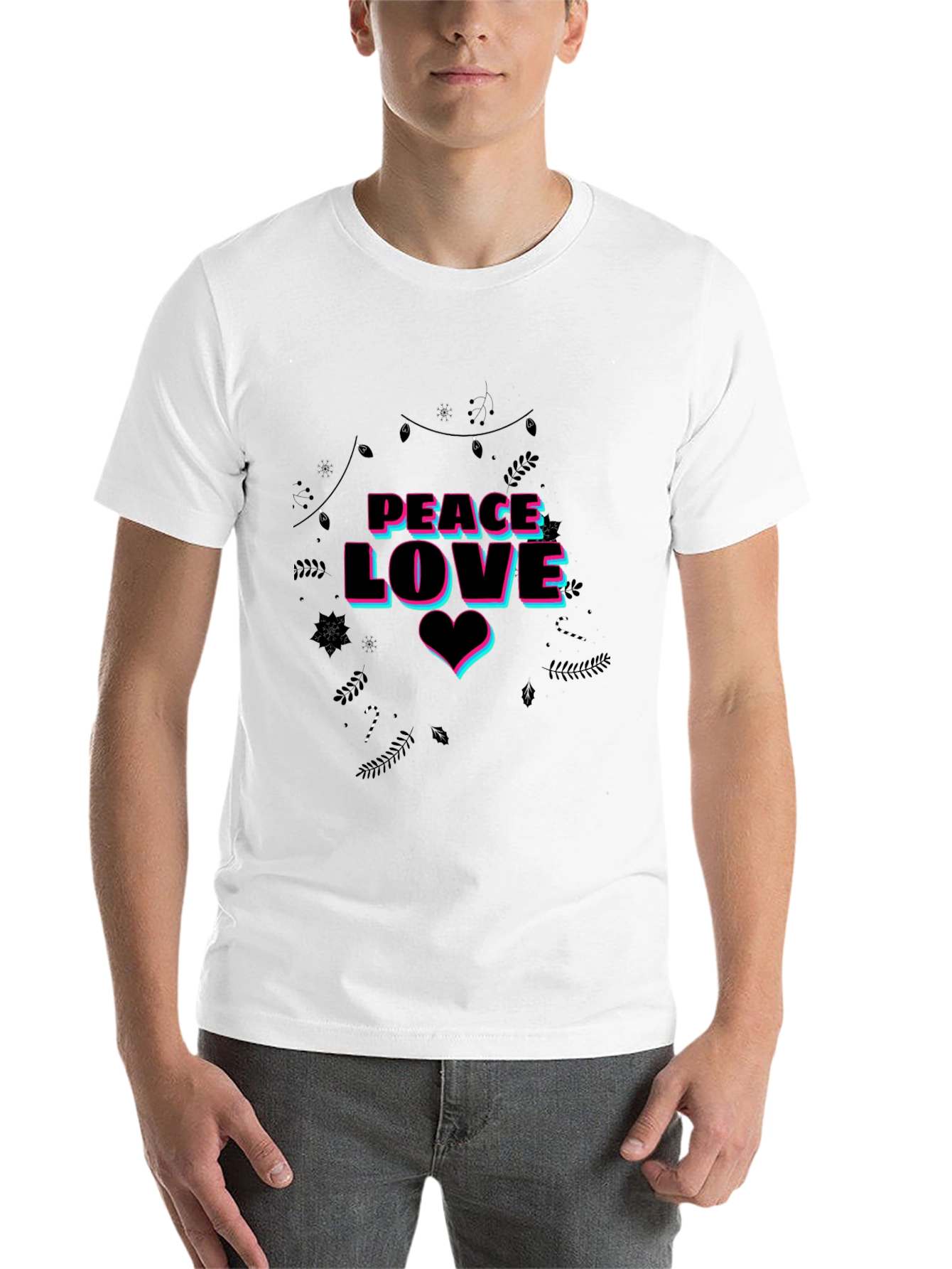 Peace Love Graphic Print Black T-Shirt