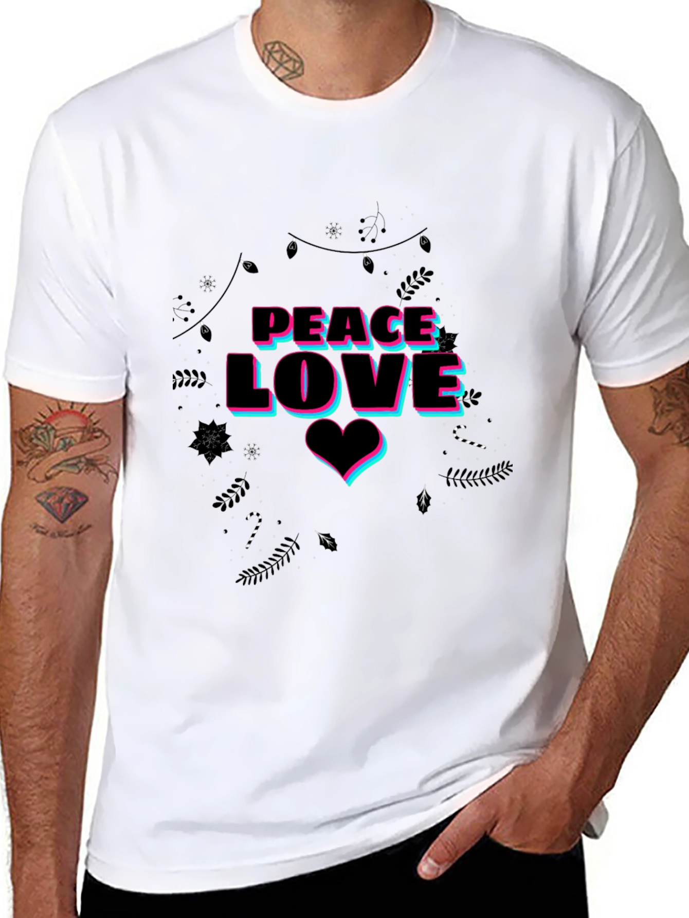 Peace Love Graphic Print Black T-Shirt