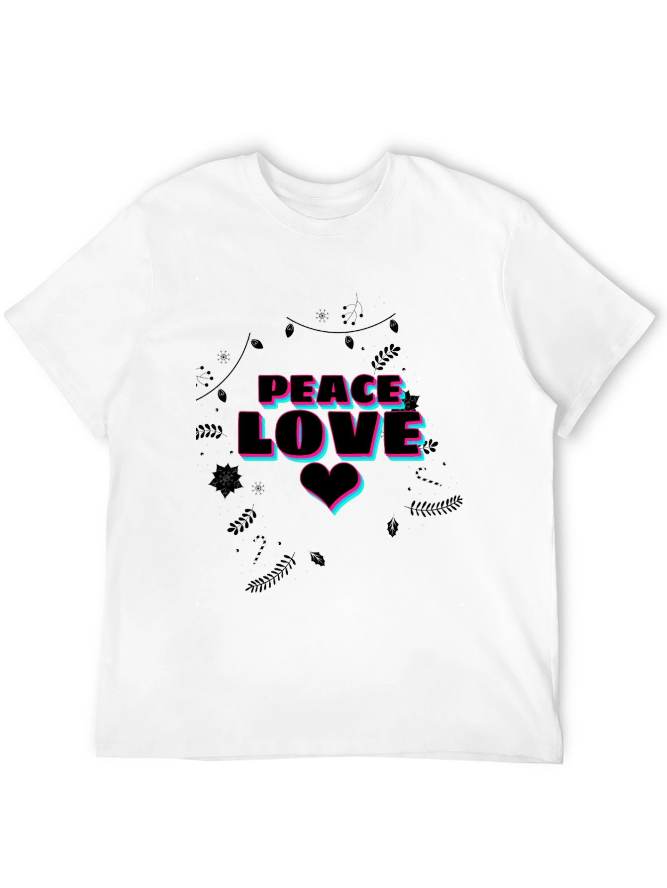 Peace Love Graphic Print Black T-Shirt