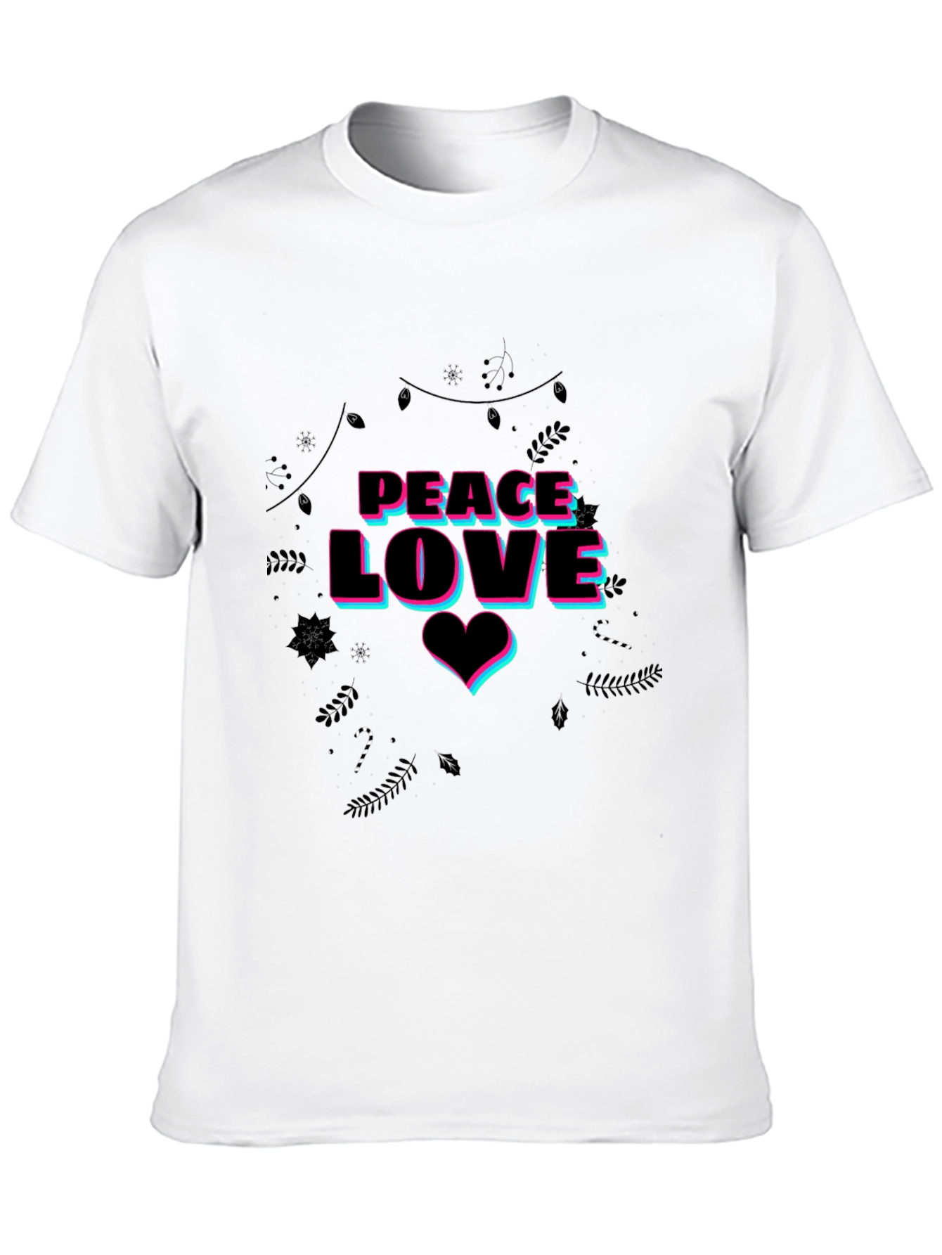Peace Love Graphic Print Black T-Shirt