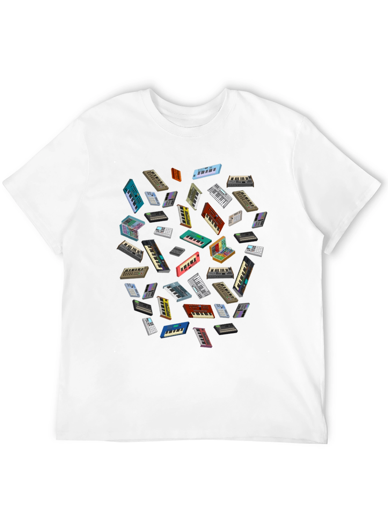 Synth Keyboard Patterned Black T-Shirt