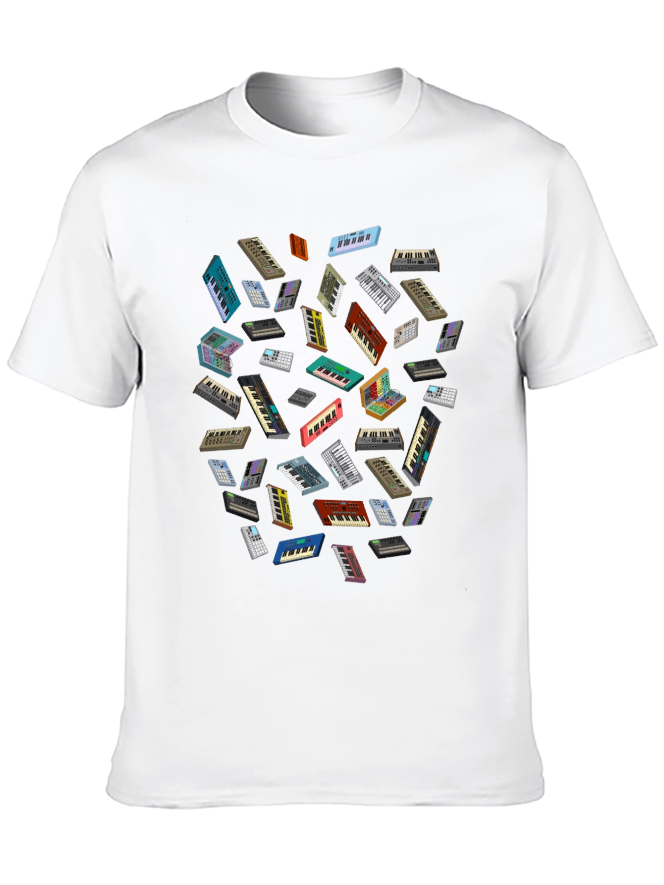 Synth Keyboard Patterned Black T-Shirt
