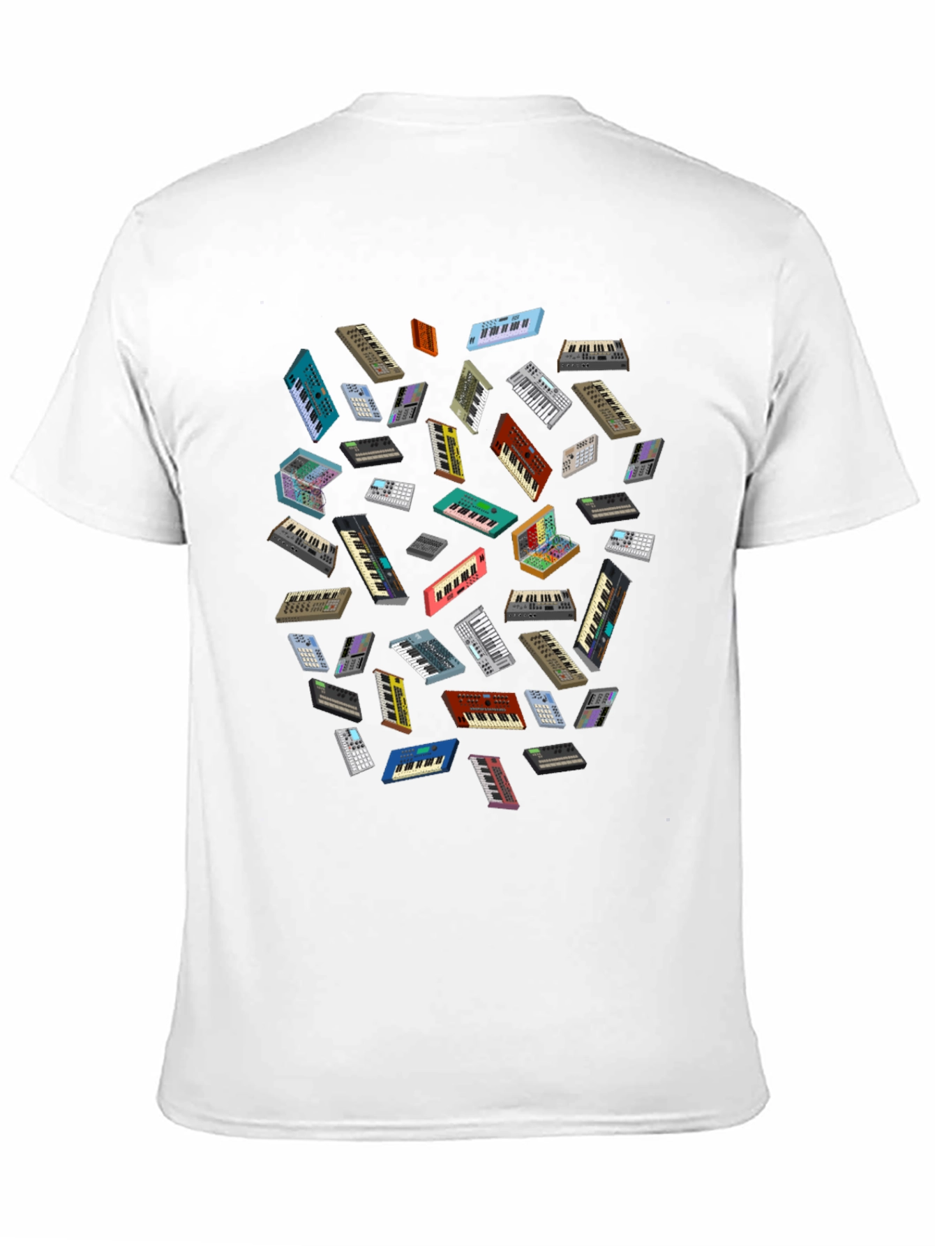 Synth Keyboard Patterned Black T-Shirt