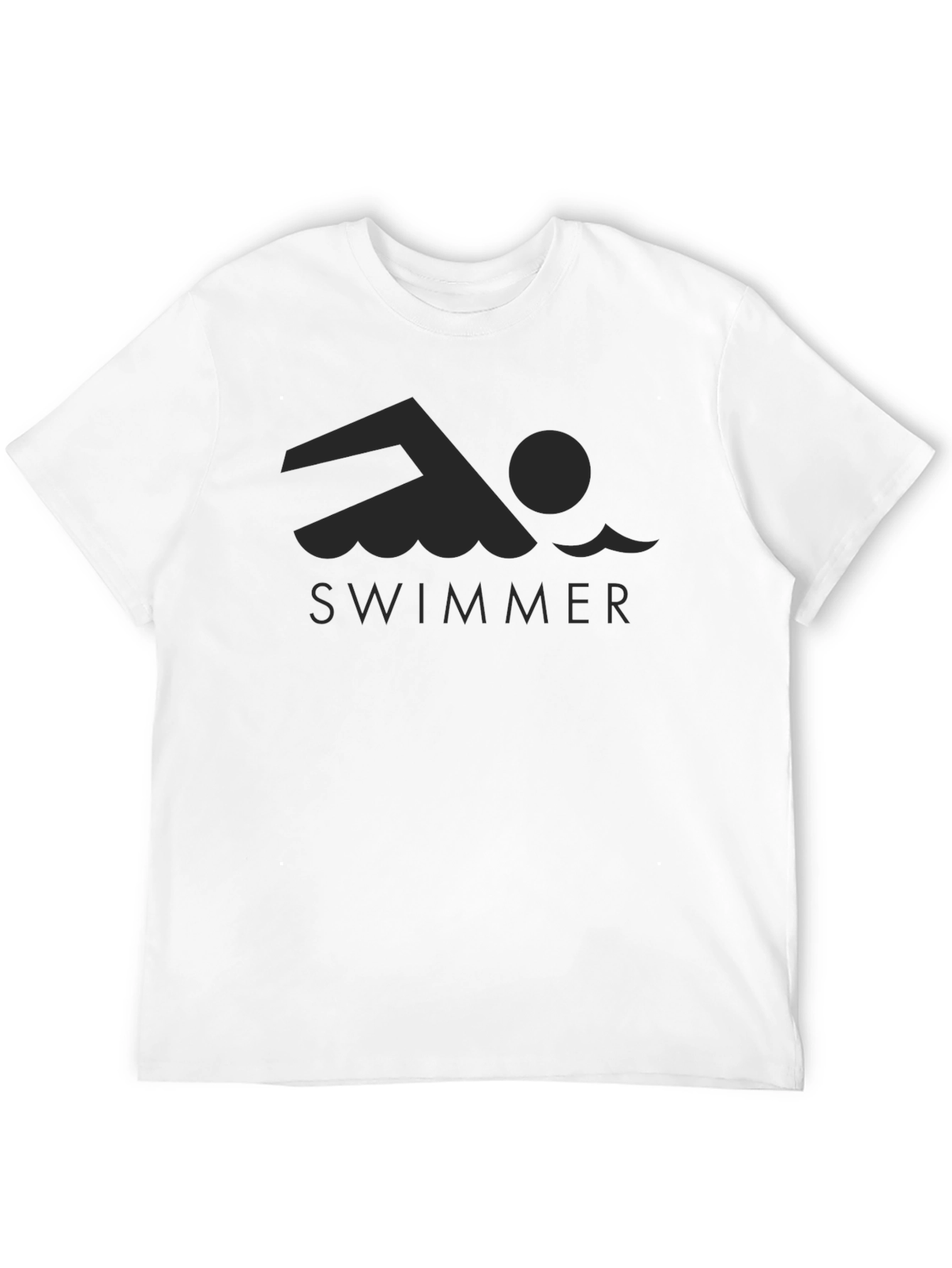Swimmer Graphic Tee - Black Crew Neck T-Shirt