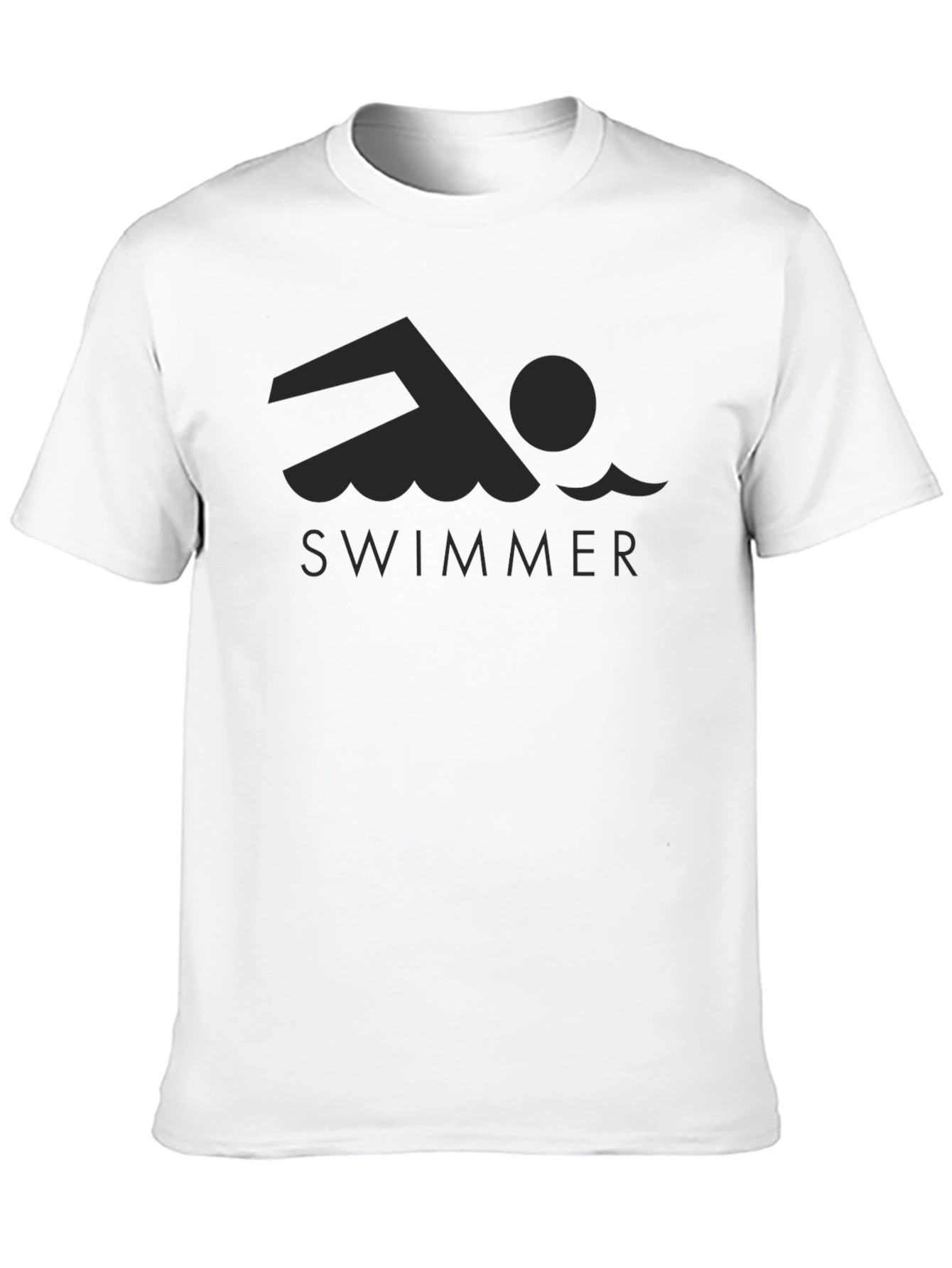 Swimmer Graphic Tee - Black Crew Neck T-Shirt