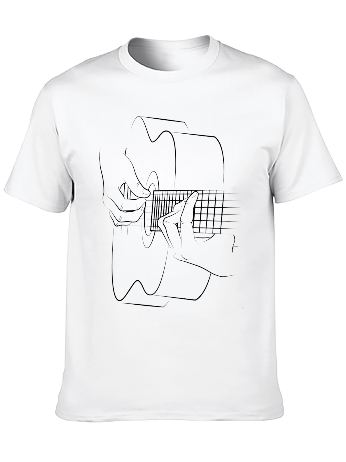 Acoustic Guitar Line Art T-Shirt - Black