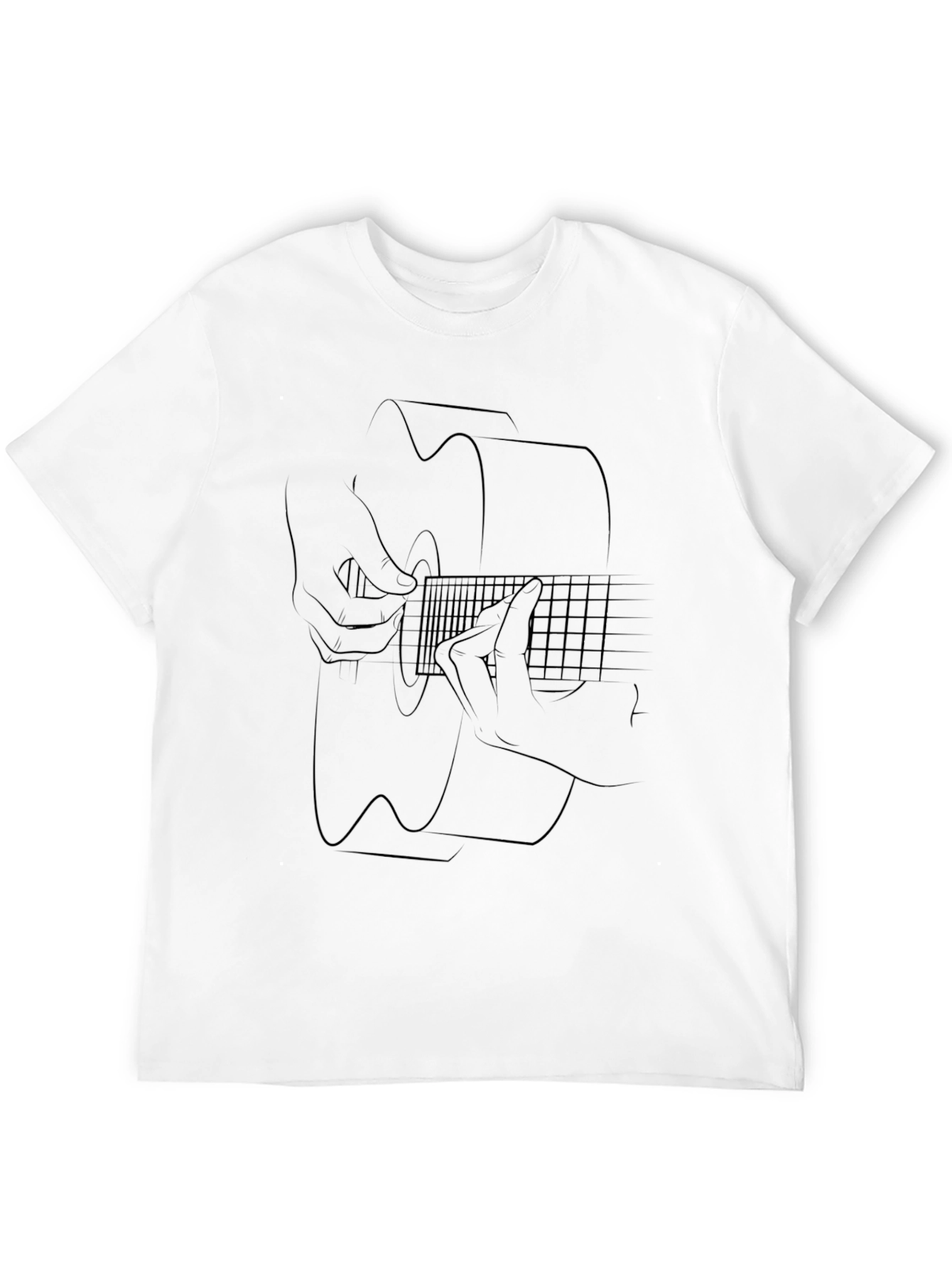 Acoustic Guitar Line Art T-Shirt - Black
