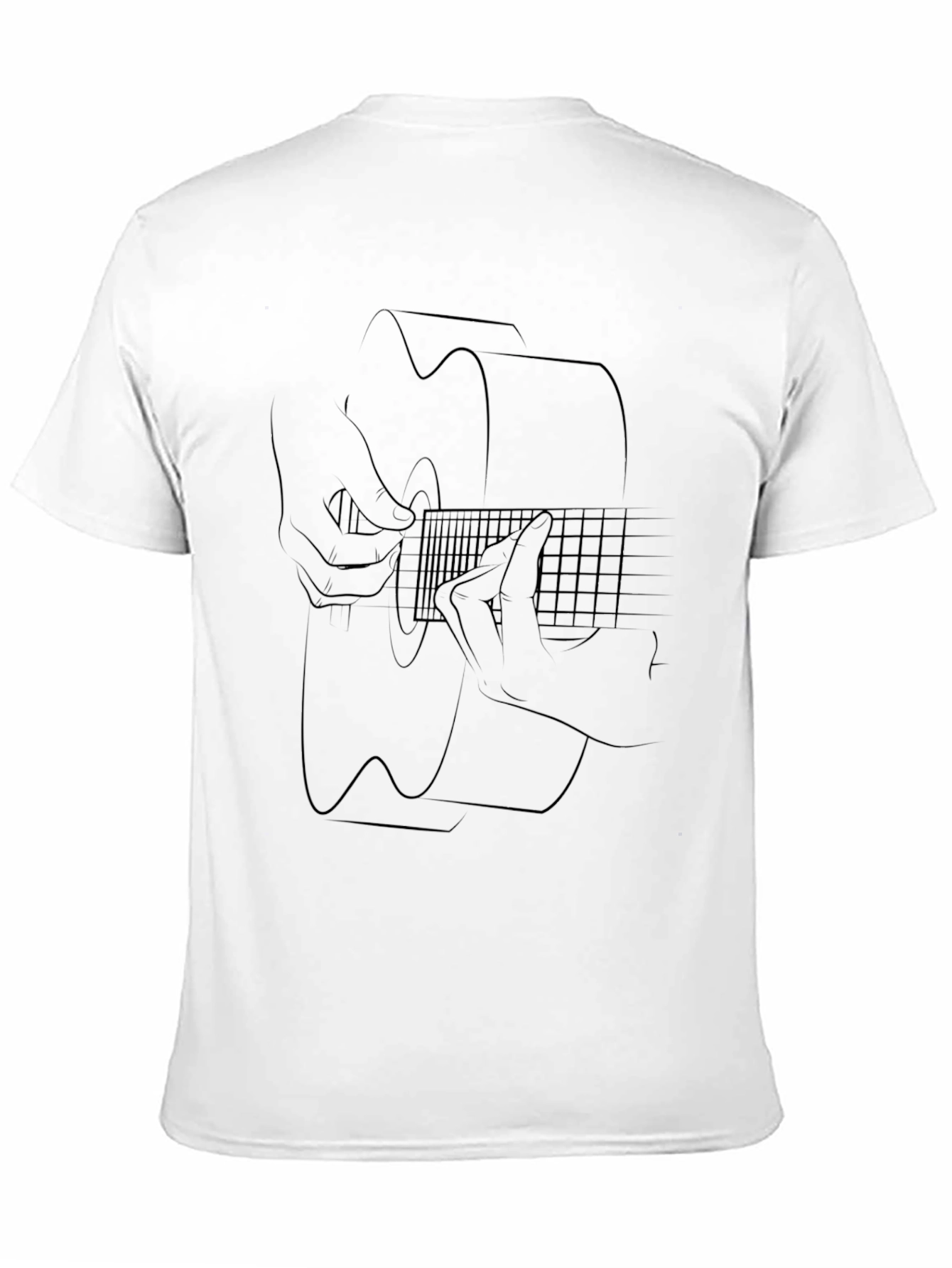 Acoustic Guitar Line Art T-Shirt - Black
