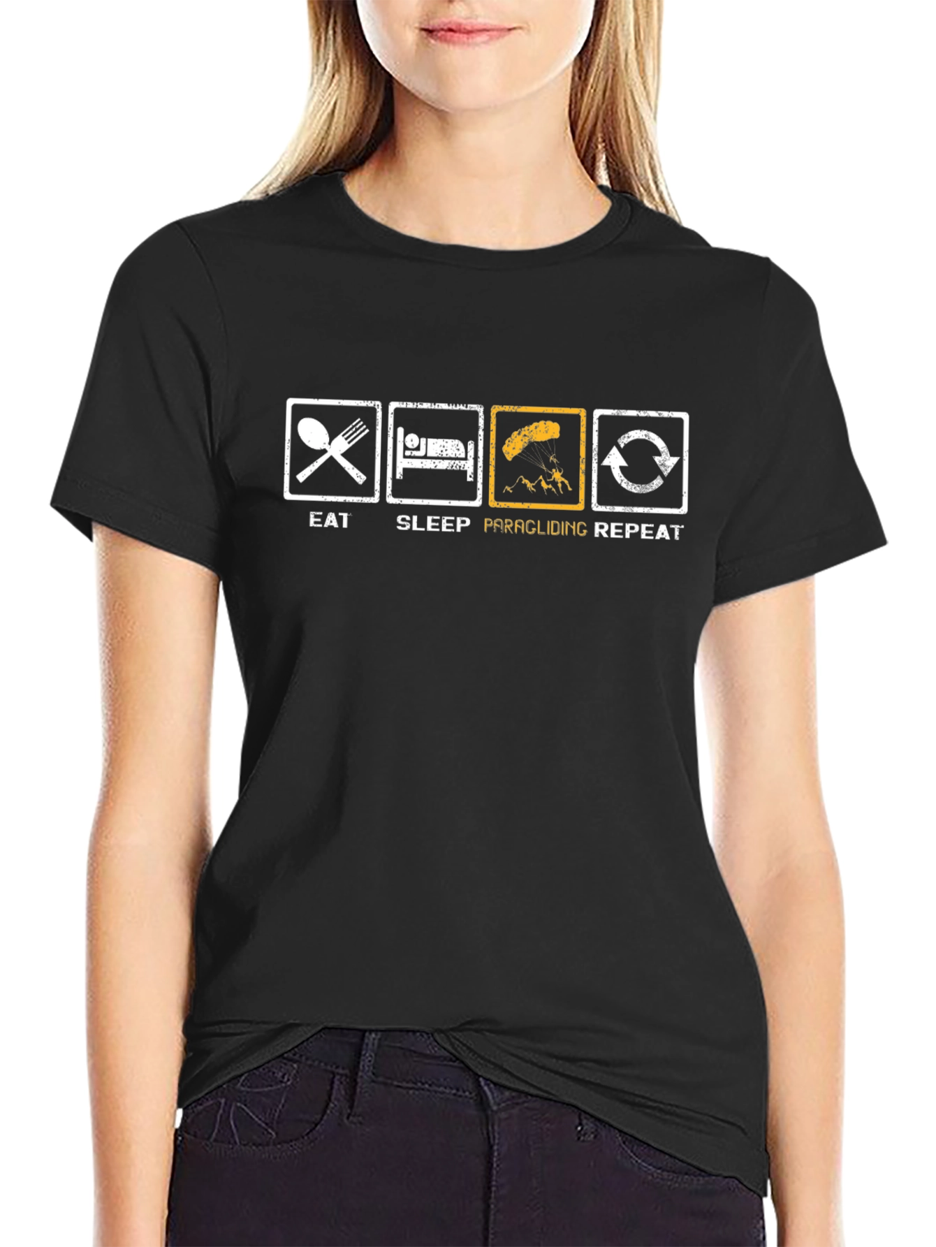 Eat Sleep Paragliding Repeat Black T-Shirt